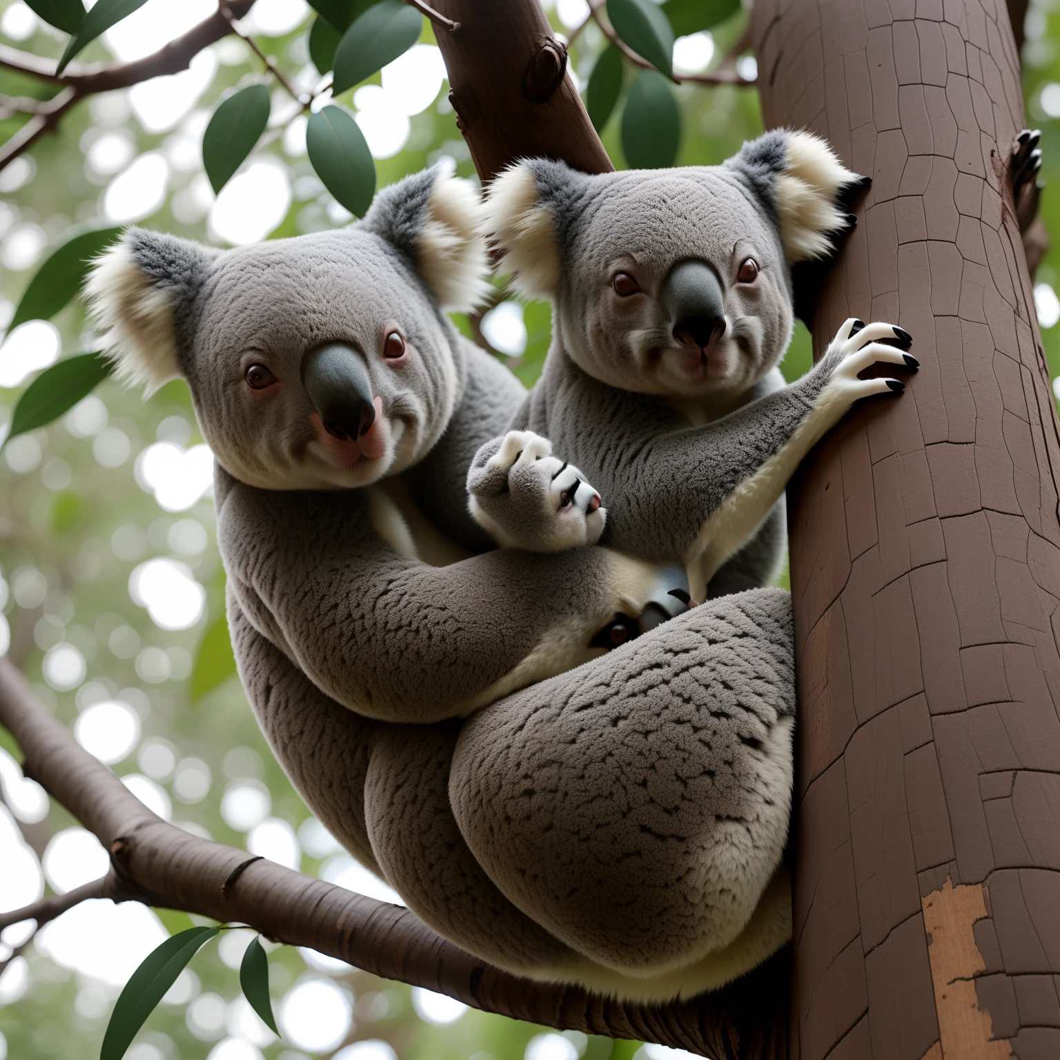 on a tree、koala、Anime style