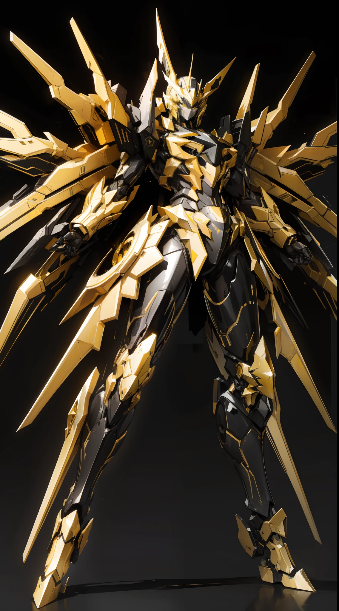 [(Black and gold background color:1.3)],whole body display，Full body mecha，arma。lewd poses