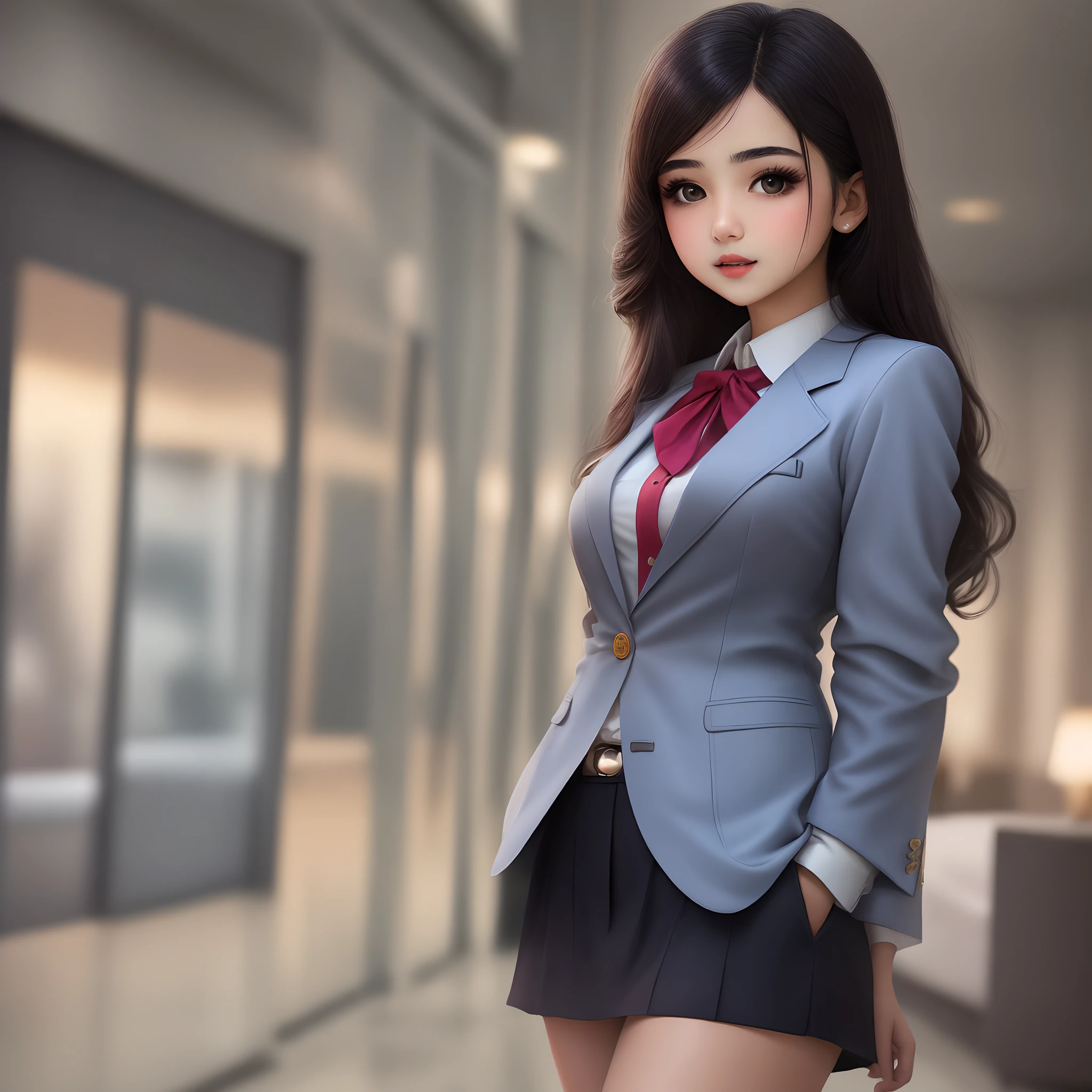 Kuwait girl in blazer full image