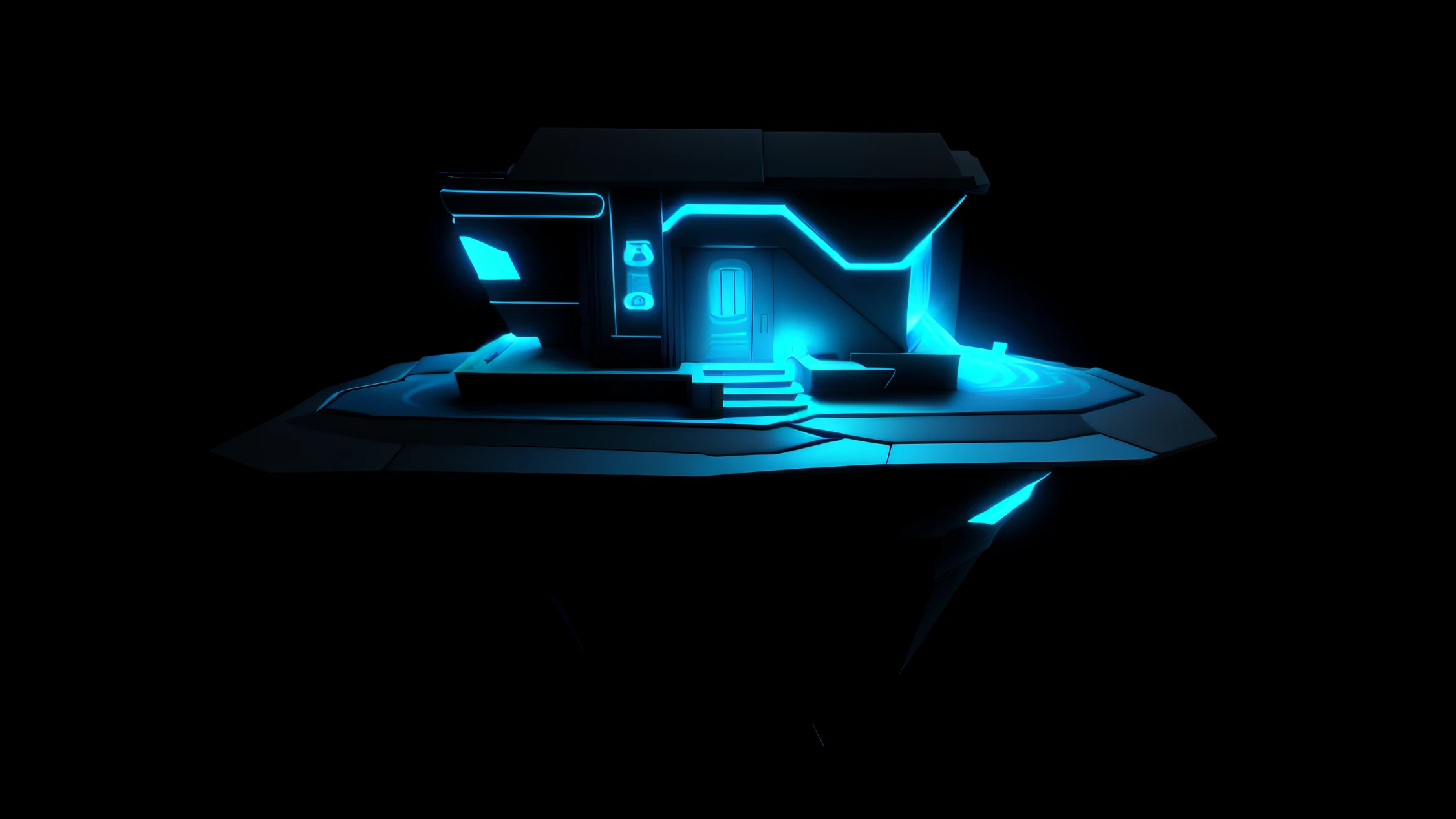 There is a small house with a door on the floating island, Futuristic outpost building, hexagonal planetary space base, 3 d render stylized, stylized 3d render, stylized as a 3d render, rendered in keyshot, physically-based renderingt, 3d rendered model, rendered 3d model, low poly render, Casa futurista, futuristic base
