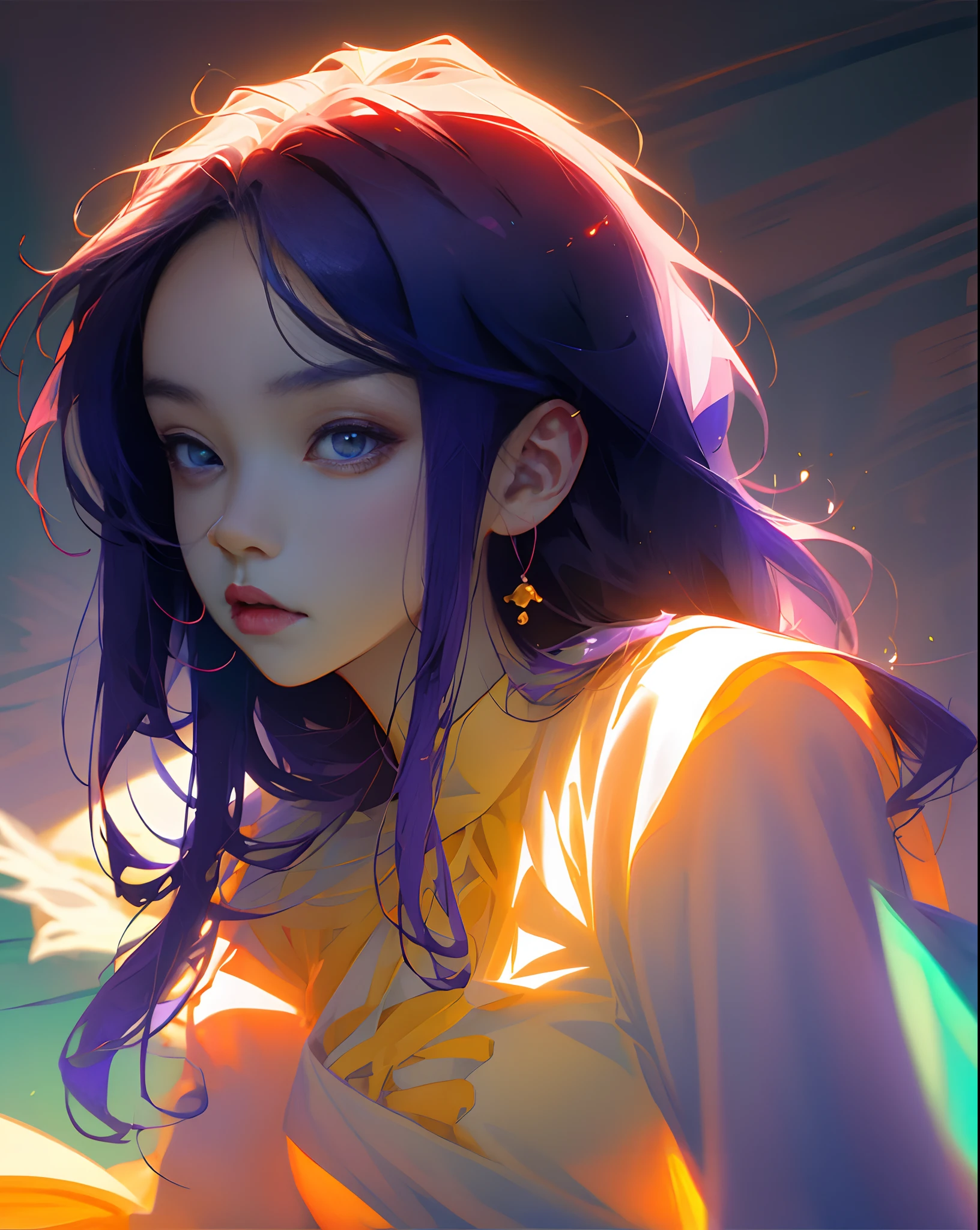 Young Absolutely Beautiful Korean Anime Purple Hair Auntie Mature
