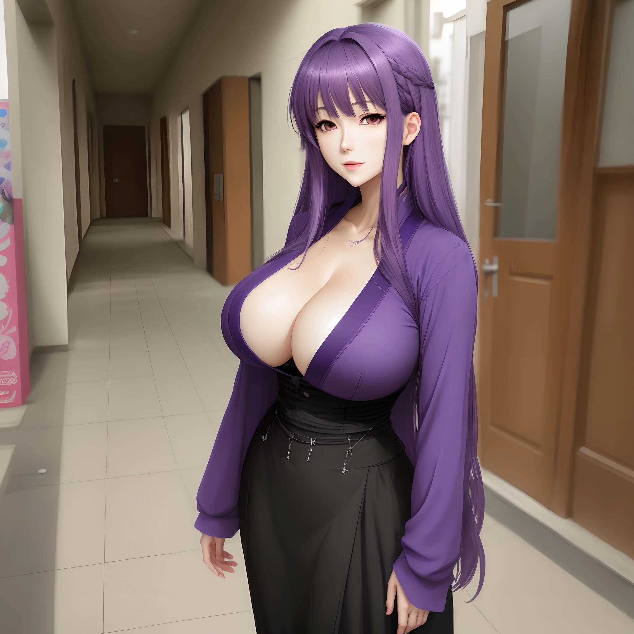 Young Beautiful Mature Anime Big Breasts Mature Purple Hair Long Hair