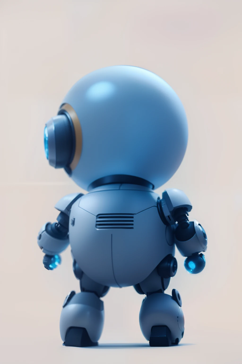 Back view, a cute robot, kid si short stature, round body, view from behind