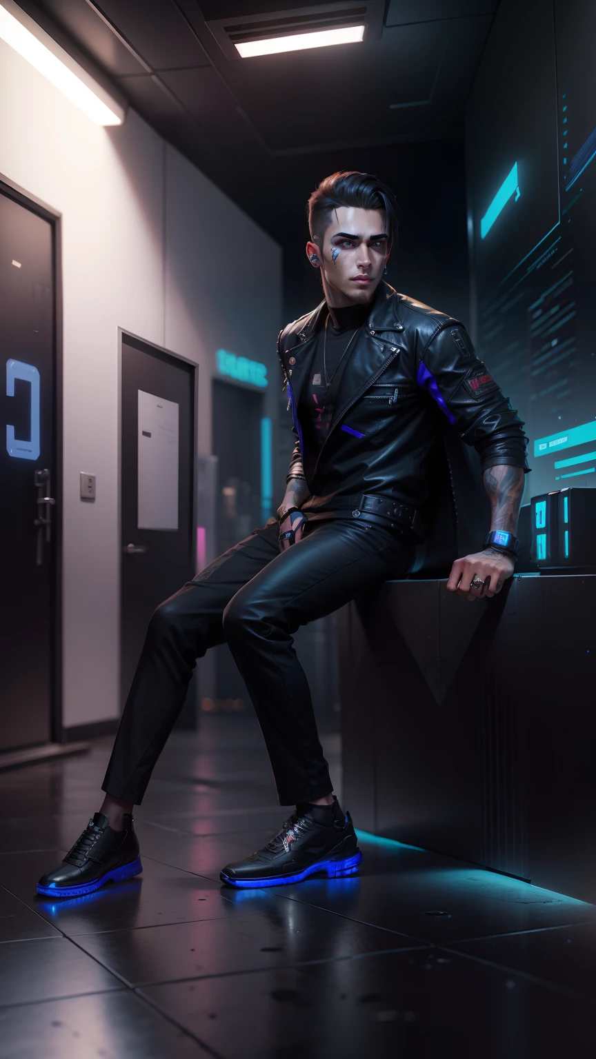 Change background cyberpunk handsome boy, realistic face, 8k, ultra realistic,