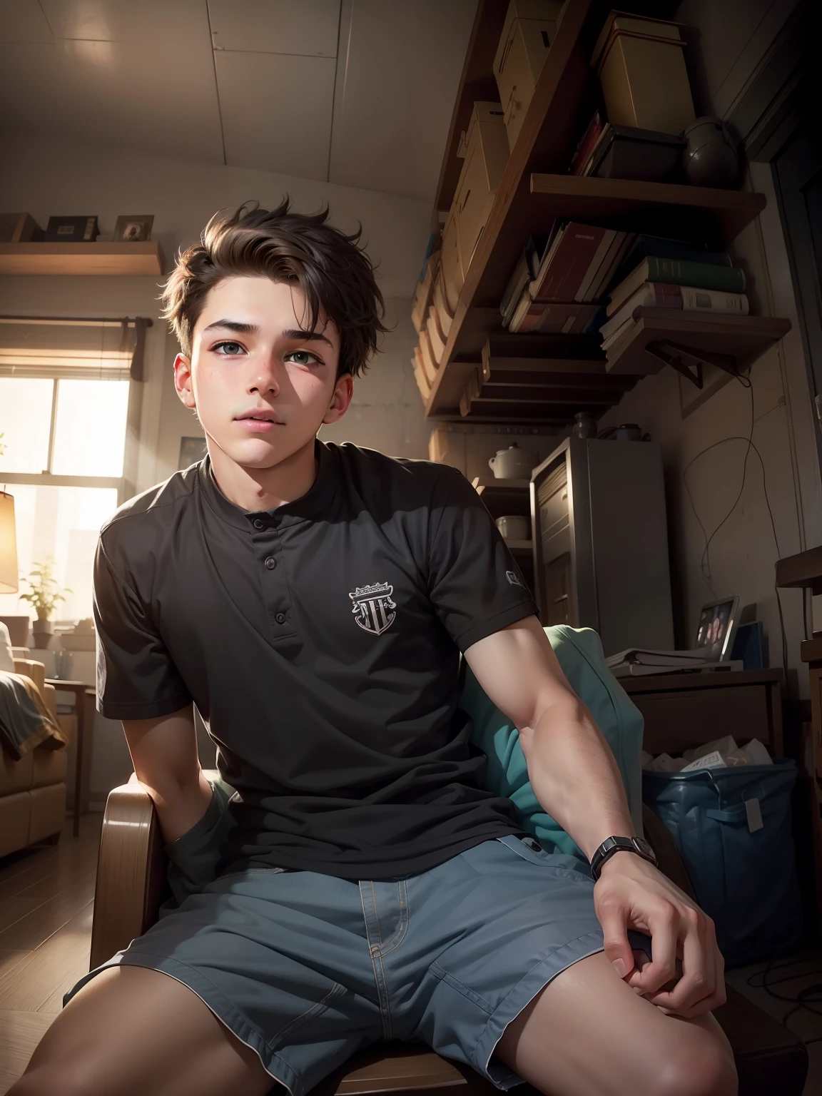 Edit this picture of a 15-year-old boy's face