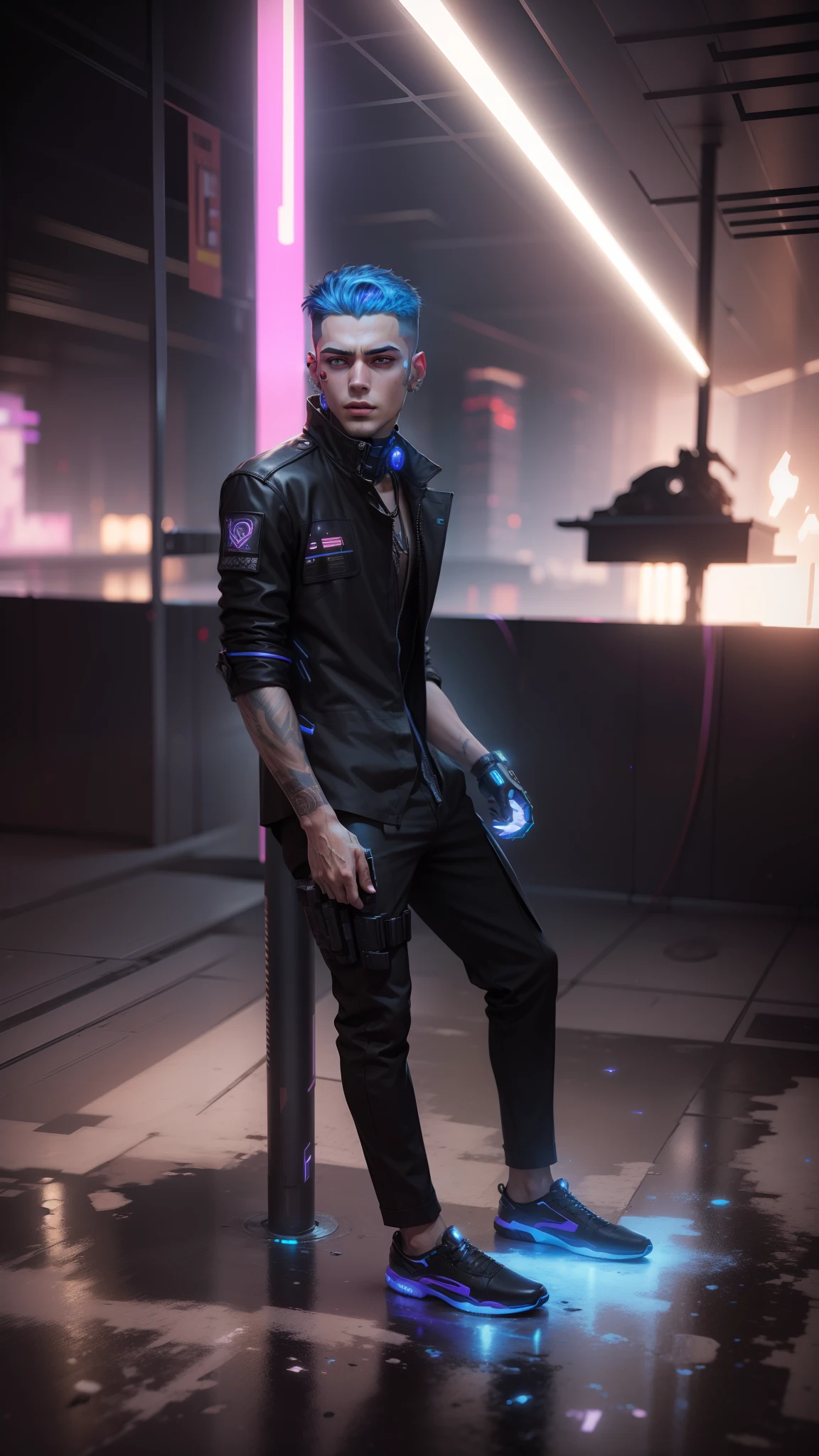 Change background cyberpunk handsome boy, realistic face, 8k, ultra realistic,