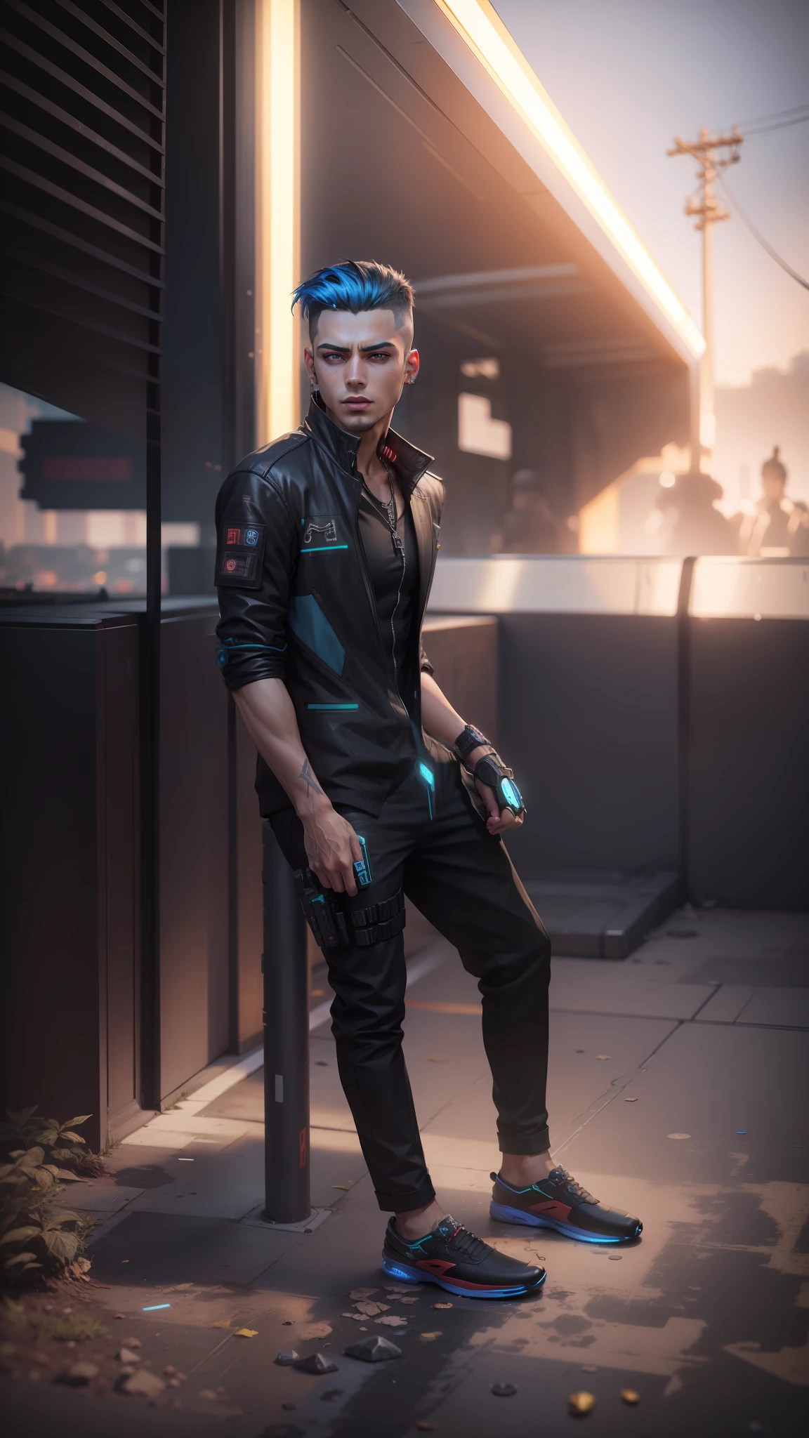 Change background cyberpunk handsome boy, realistic face, 8k, ultra realistic,
