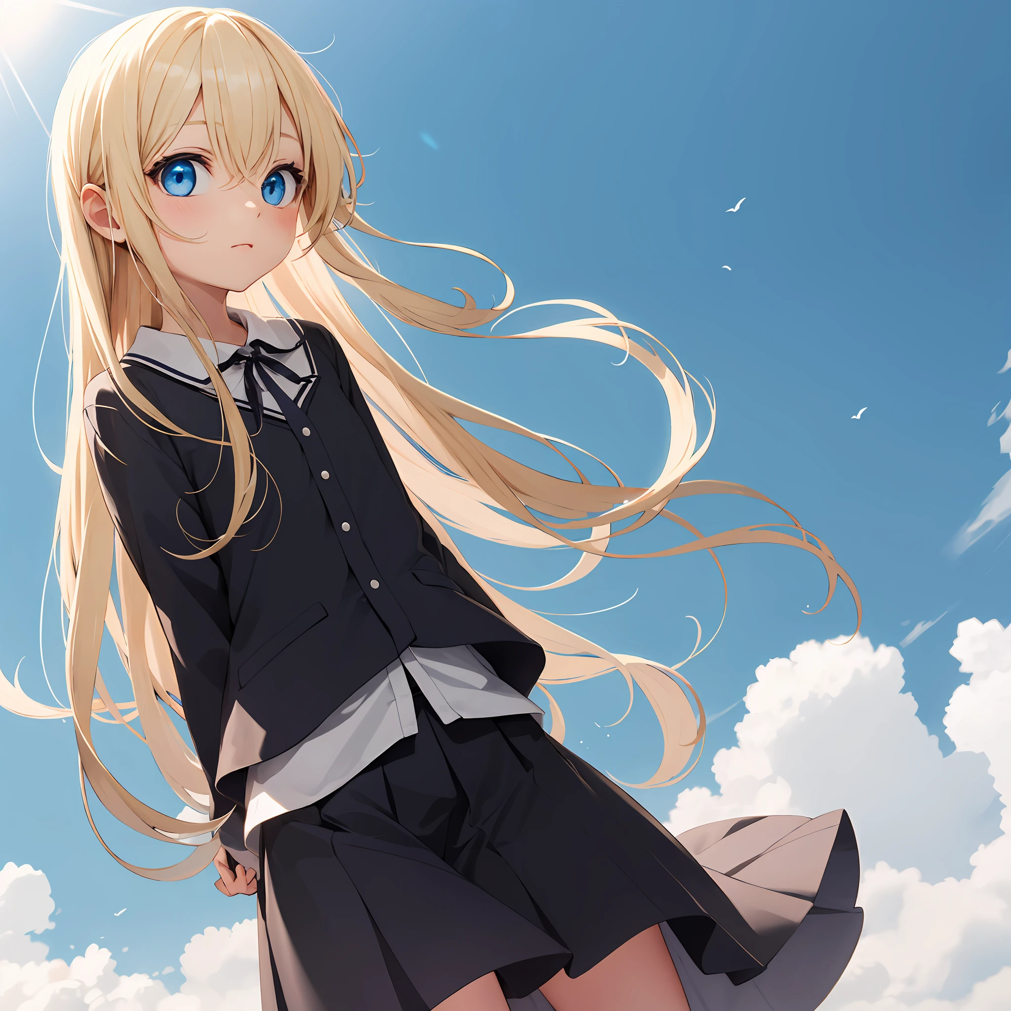 Two-dimensional li，blonde with blue eyes