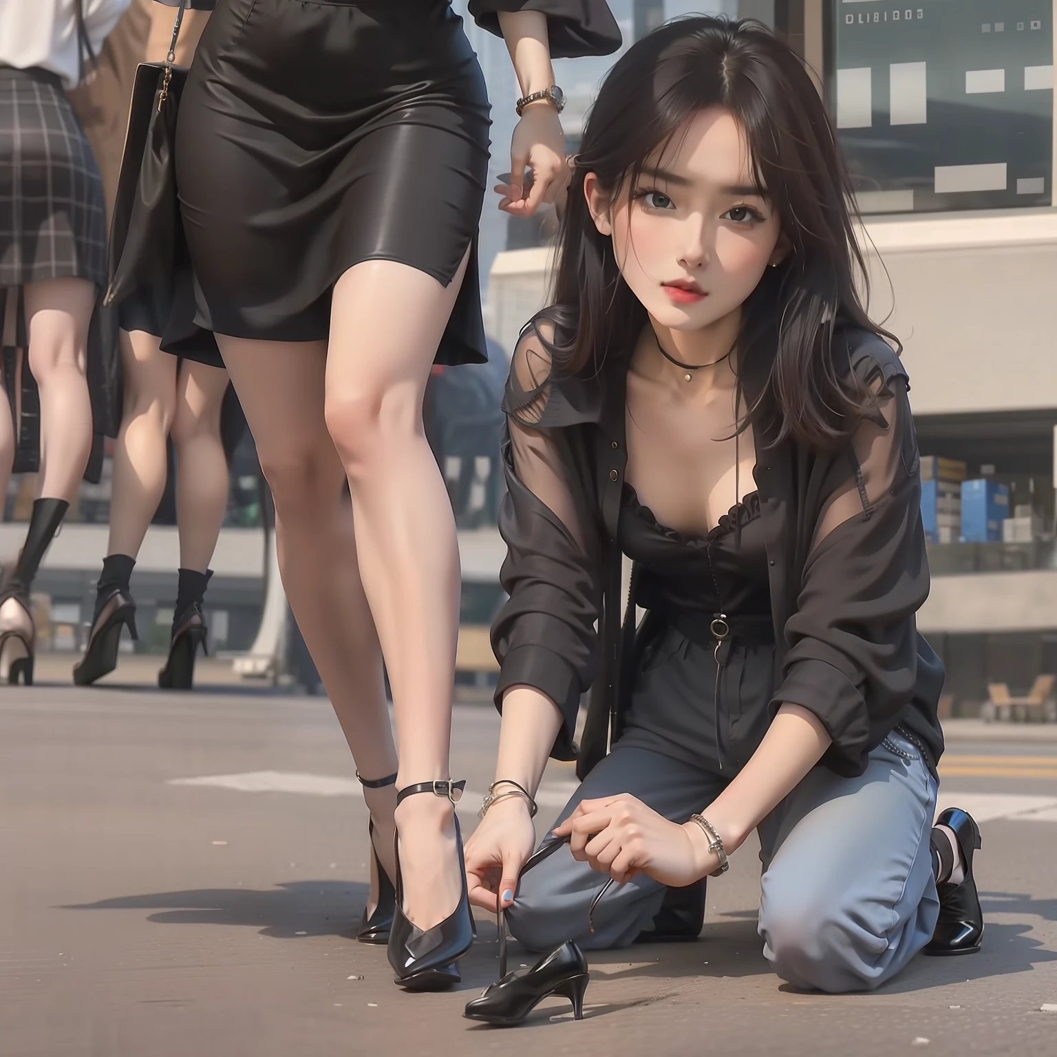 Realist beauty JK black silk heels
