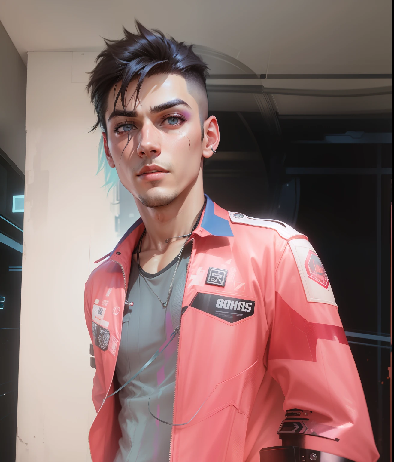 Change background cyberpunk handsome boy. Realistic Face. 8k. Ultra realistic