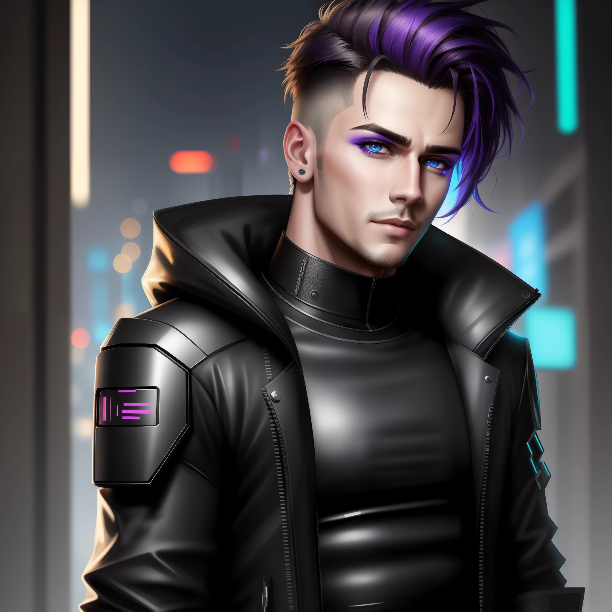 Change background cyberpunk handsome boy, realistic face, 8k, ultra realistic