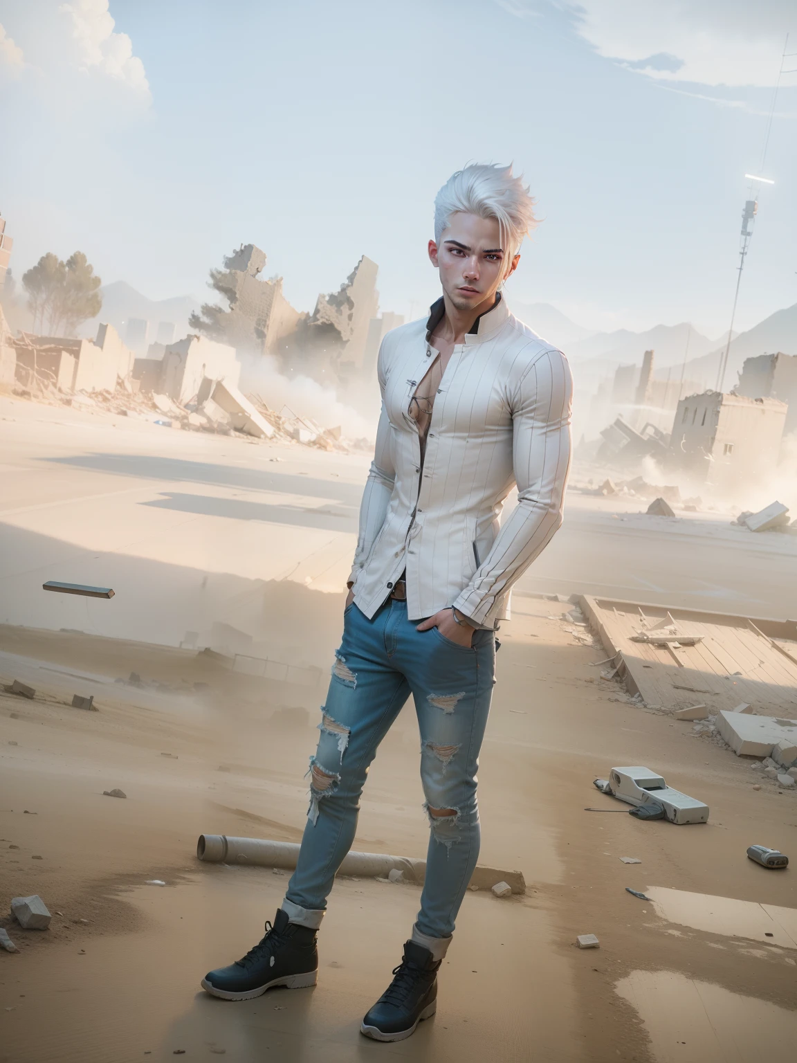 (masterpiece, best quality:1.2), 1boy, dante, white hair, open clothes, coat, fingerless gloves, belt, city, detailed eyes, destroyed buildings, destruction, (night:1.4), natural lighting, cinematic, epic, Battle pose, surrounded by blue fire, wallpaper 4k, highest quality digital art, Stunning art,8k,64k, HD, unparalleled masterpiece, dynamic lighting, cinematic, epic