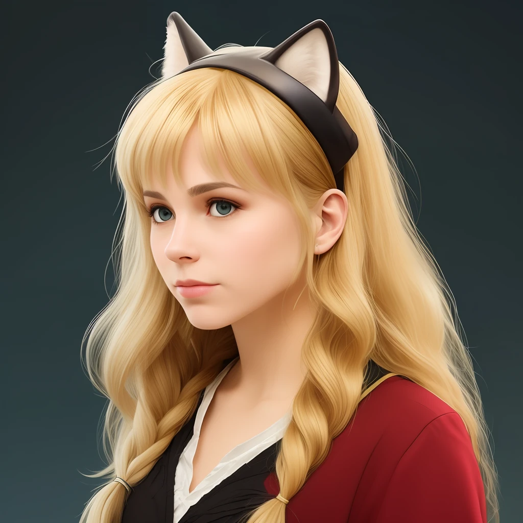 Two-dimensional Hermione Hogwarts background blonde animal ears