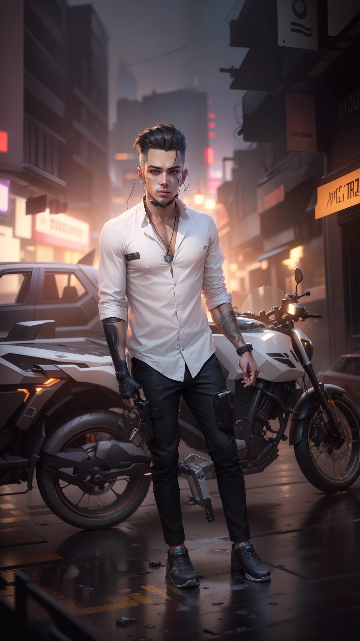 Change background cyberpunk handsome boy, realistic face, 8k, ultra realistic,