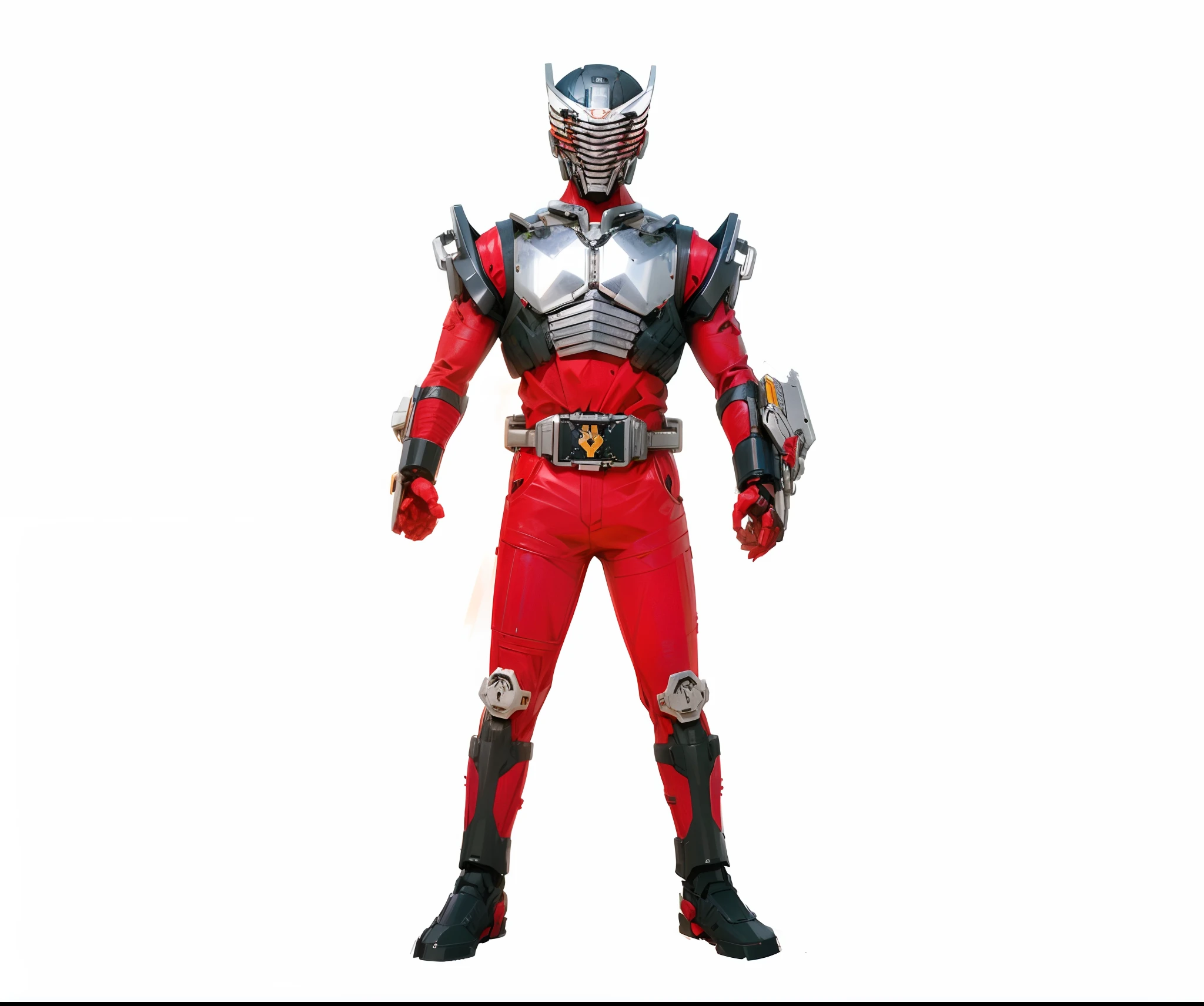 Dark_Fantasy,Cyberpunk,(chain saw,chain saw man,Red:1.1),1man,Mechanical marvel,Robotic presence,Cybernetic guardian,
