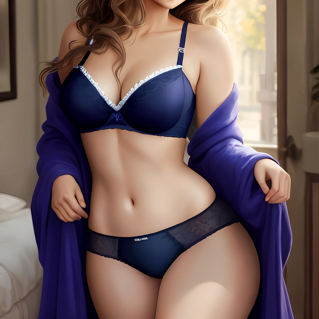 The beauty is only wearing underwear