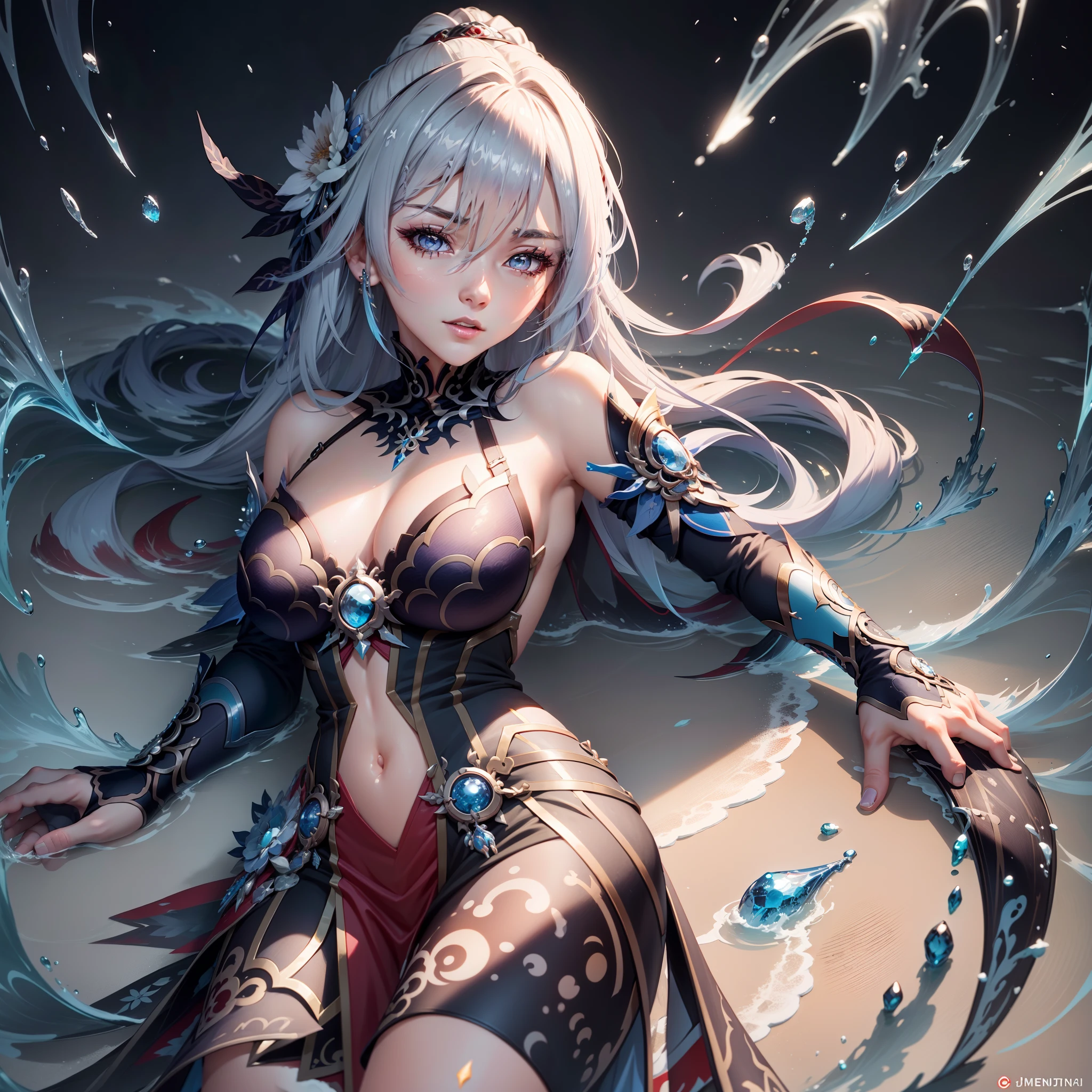 Mulher, super detalhado, estilo anime, estilo genshin impact, Jingliu, Star Rail