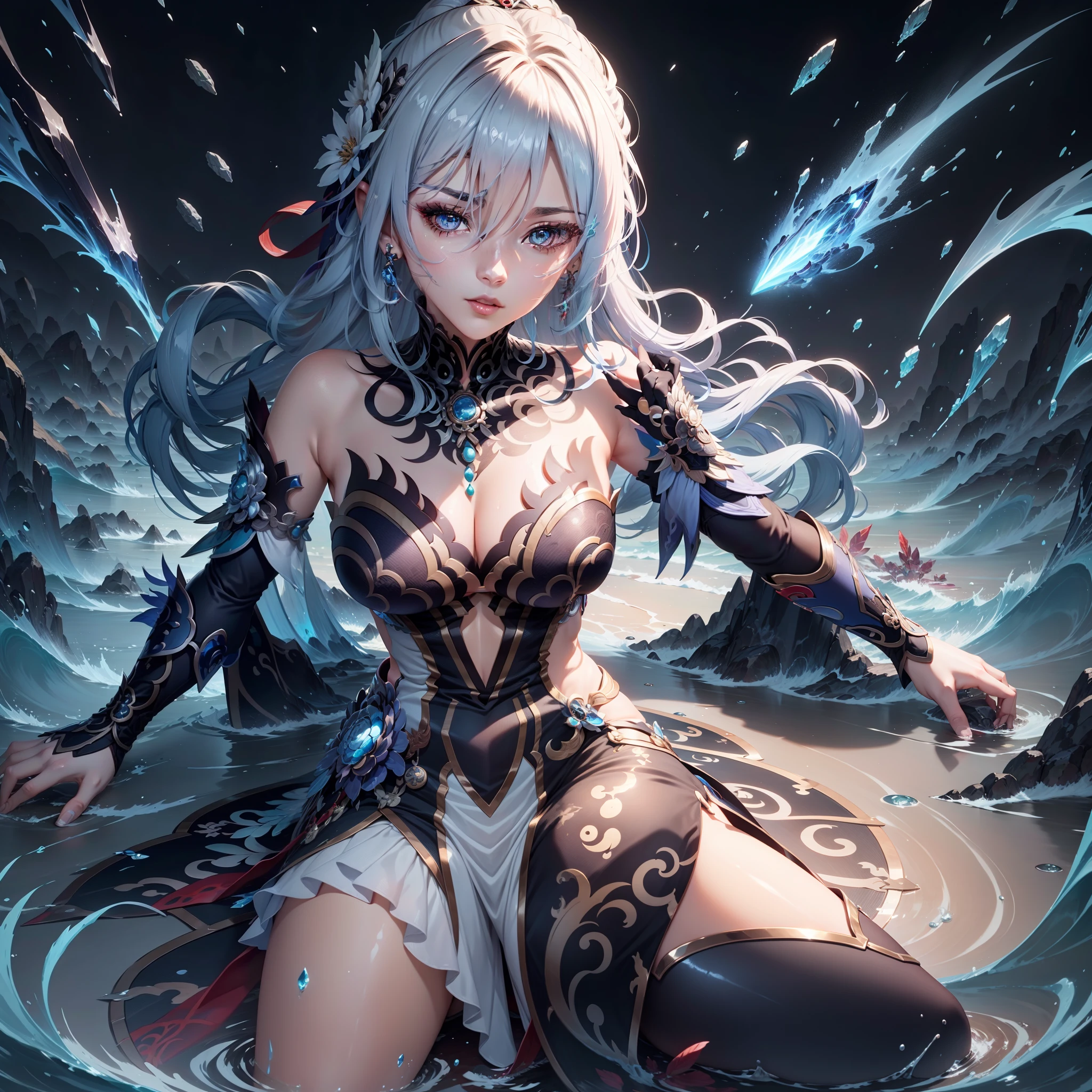 Mulher, super detalhado, estilo anime, estilo genshin impact, Jingliu, Star Rail