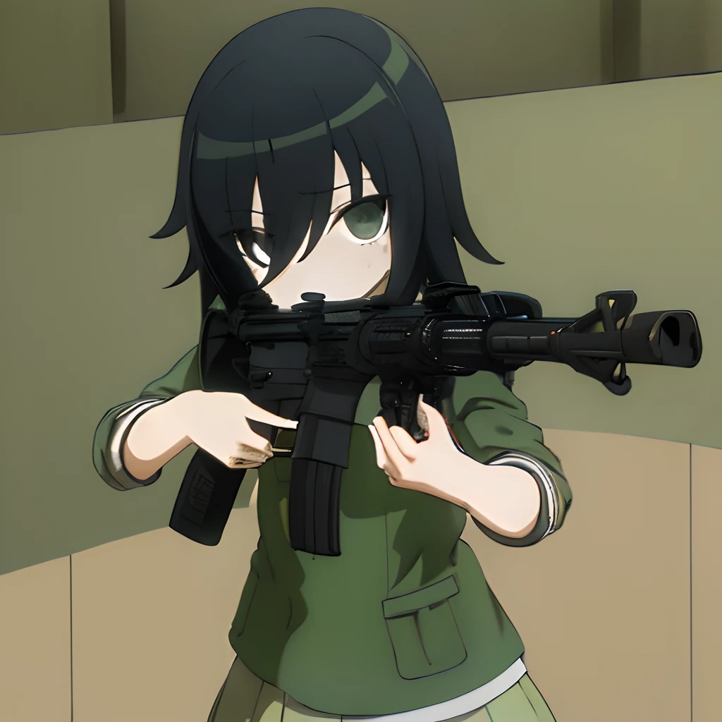 Obra maestra, Detallado, Tomoko-Kuroki, casco de camuflaje, chica, sosteniendo un rifle, ojos verdes, cabello negro, explosiones a su alrededor, ropa de camuflaje de soldado, aspecto severo y aburrido, en la zona de guerra, 4k, 8k, alta calidad, obra maestra, mejor calidad, hd, extremadamente detallado, Mirando al espectador, Tiro americano,
