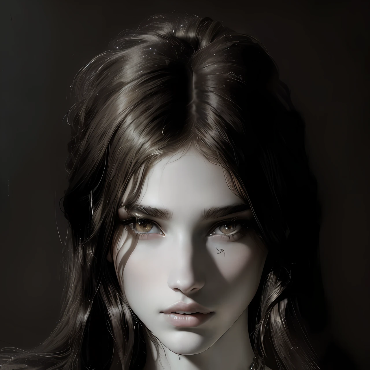 long whitr hair,Arad woman with a necklace around her neck, Portrait of Emily Ratajkovsky, portrait of barbara palvin, portrait sophie mudd, Dua Lipa, Alexandra Valishevska, by Irakli Nadar, Sultry expression, davide sorrenti, Kendall Jenner, emily ratajkowski, Model face, perfect face model