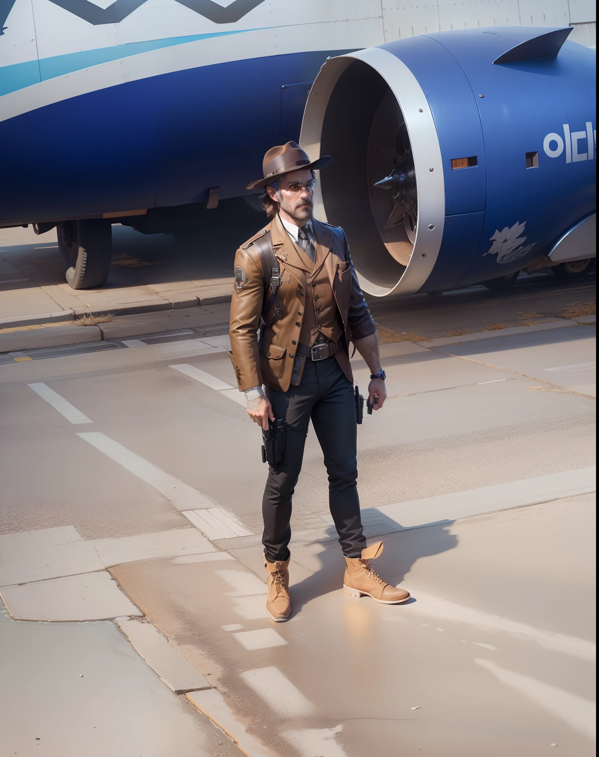 photo of (MCHasDex:0.99), a man as a detective, (walking down a street at night), (holstered gun), modelshoot style, (extremely detailed CG unity 8k wallpaper), photo of the most beautiful artwork in the world, professional majestic oil painting by Ed Blinkey, Atey Ghailan, Studio Ghibli, by Jeremy Mann, Greg Manchess, Antonio Moro, trending on ArtStation, trending on CGSociety, Intricate, High Detail, Sharp focus, dramatic, photorealistic painting art by midjourney and greg rutkowski, (wearing a fedora:1.1), (looking at viewer), (detailed pupils:1.3), closeup
