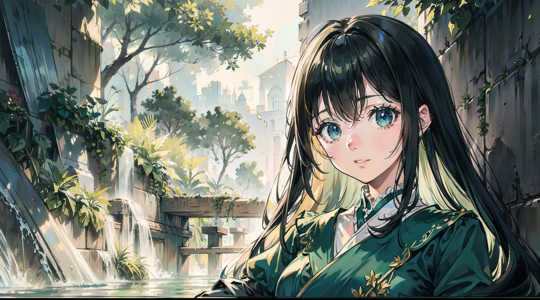green color,woman