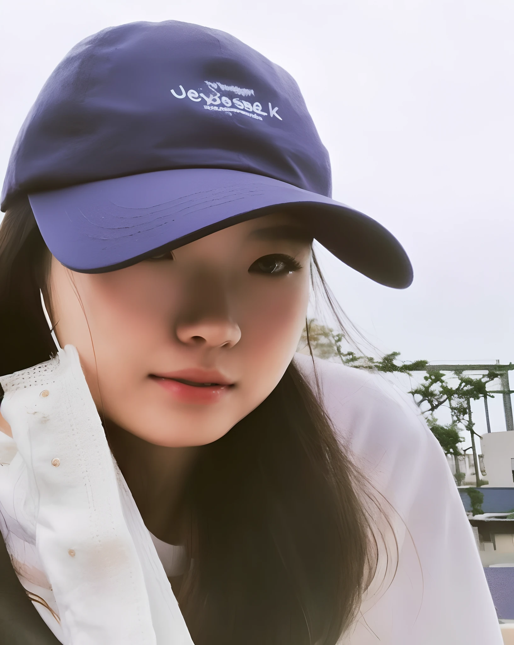 Top Quality, White Skin, Real Human Skin, (Detailed), Oval Face, Pore, Ultra High Definition, (8k, RAW Photography, Photorealistic: 1.4), One Girl, Slim, Happiness (Gentle and Goddess-like Eyes): 1.2), (Lip Gloss, Eyelashes, Gloss Face, Best Quality, Ultra High Definition, Wide Lighting, Natural Shading), Shot from the Side, Huge Breasts, Side , white camisole, full body, standing figure, hands behind the back, beautiful constriction, slender, short hair, sagging eyes, double eyelids, Japan person, cityscape,