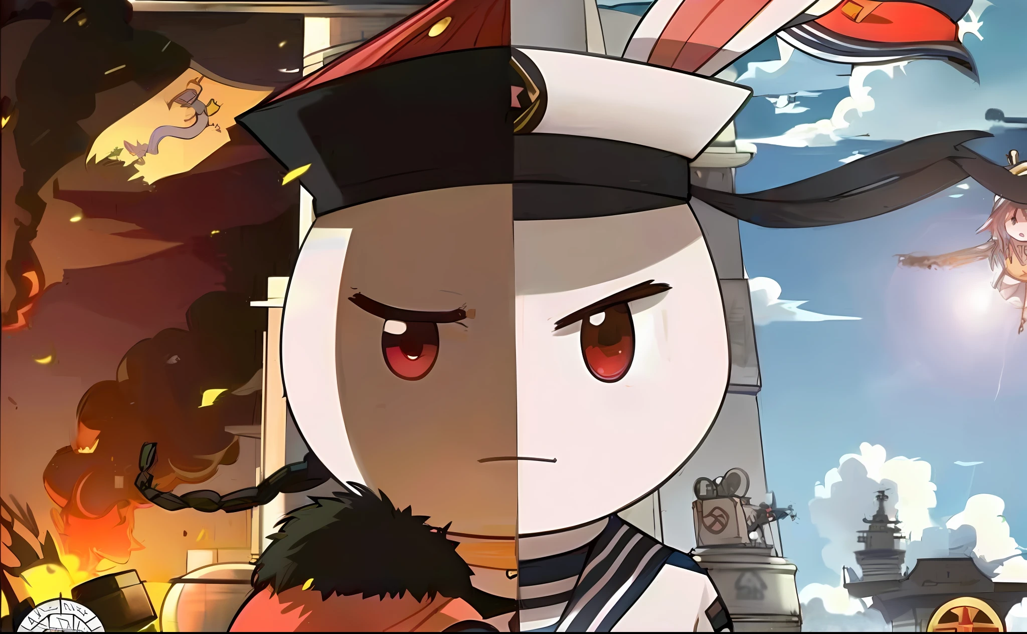 (Footage of MapleStory anime character fighting,Azure Lane game character Kantai collection style,redline anime movie style,konpeki no kantai,official art works,Kangtai Harvest,kancolle)