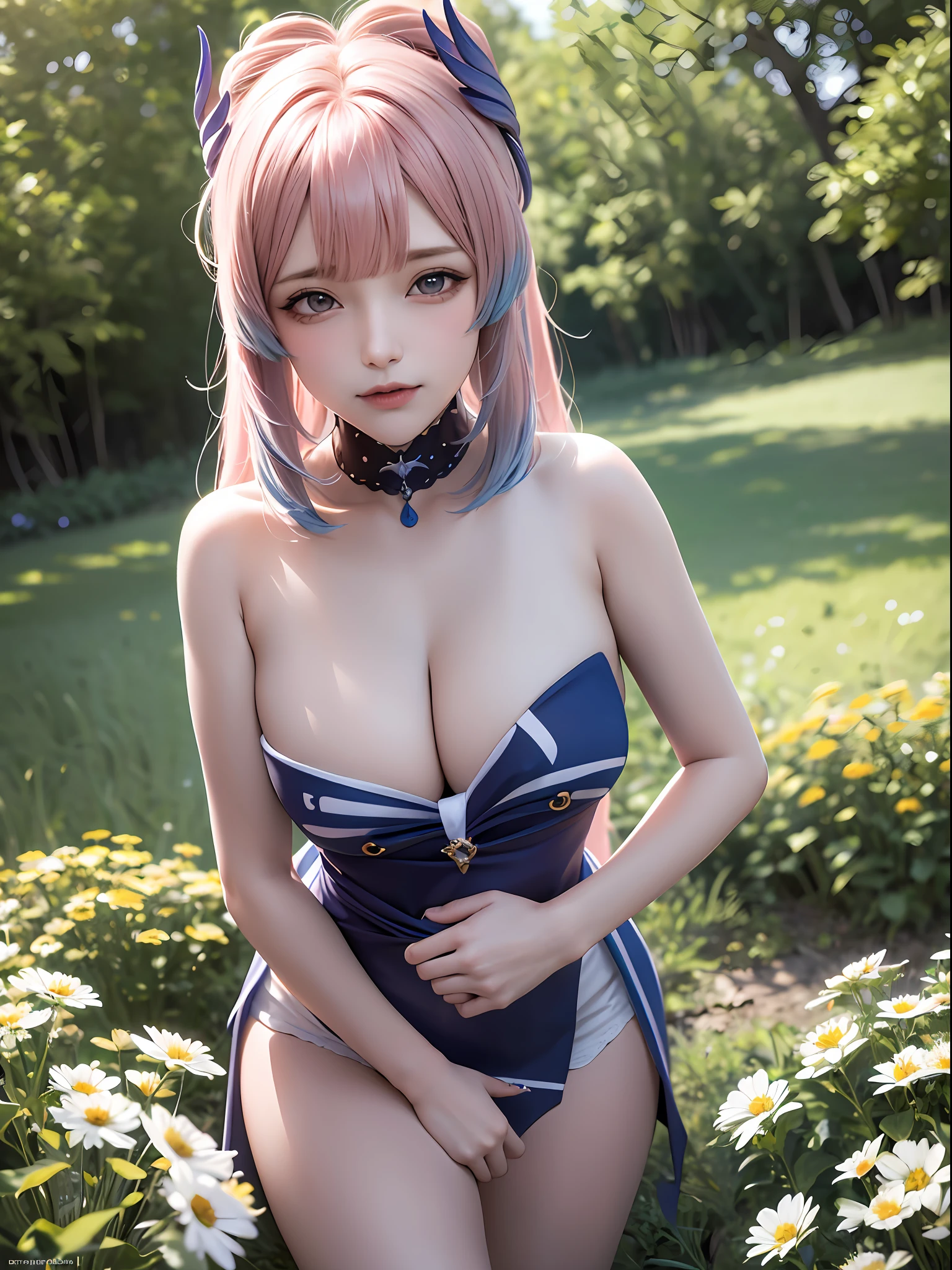ultra high res, (photorealistic:1.4), raw photo,16K, (solo,1girl,:1.2), Flower field, flower, butterfly, kokomidef, kokomirnd,