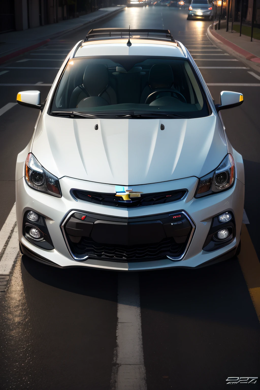 Chevrolet Spin 2014 em perfil, cor cinza brilhante, iluminado por postes de luz noturnos.