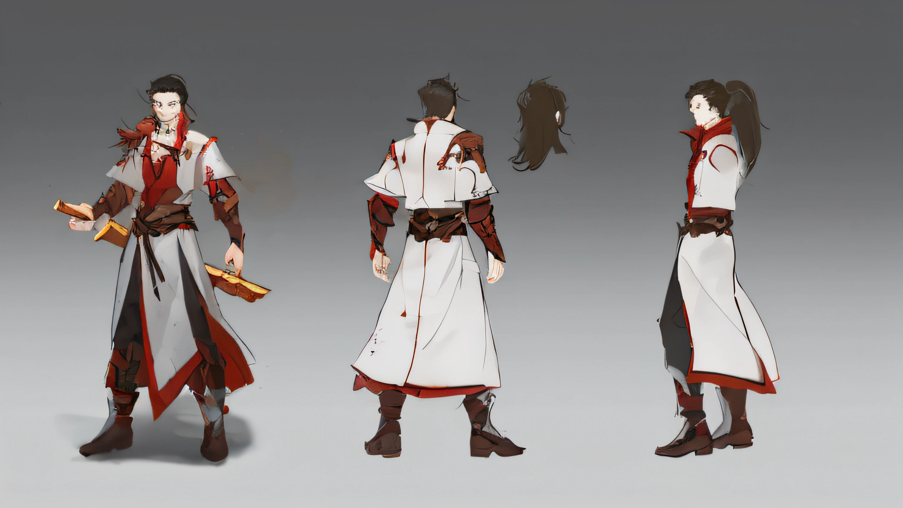 a close up of a person in a white and red costume, rpg concept art character, single character concept art, character design concept, full body concept art, arcane concept art, detailed full body concept art, character concept design, full body concept, full body character concept art,cool guy,Detailed facial portrayal,Thick coating