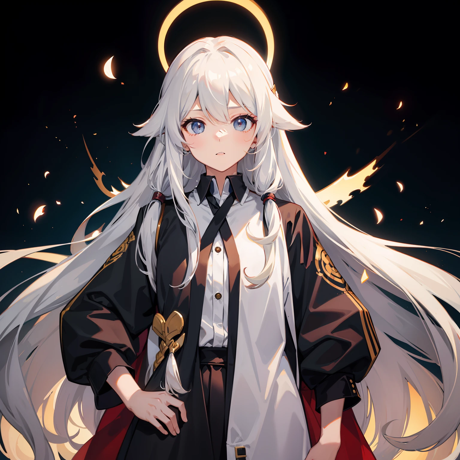 long hair with front parting　Hanging　And Yang