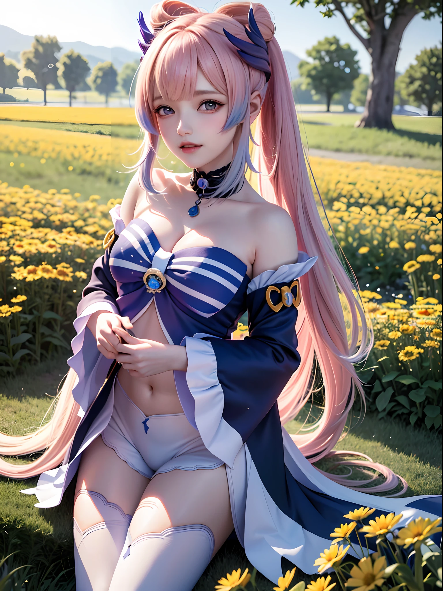ultra high res, (photorealistic:1.4), raw photo,16K, (solo,1girl,loli:1.2), Flower field, flower, butterfly, kokomidef, kokomirnd,