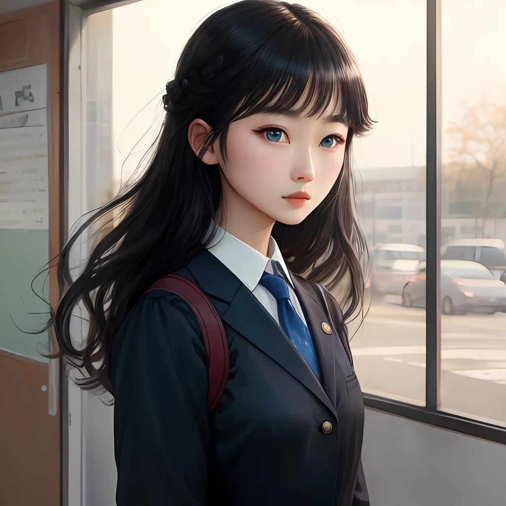 Wearing black silk,blue color eyes,Wear JK group,girls