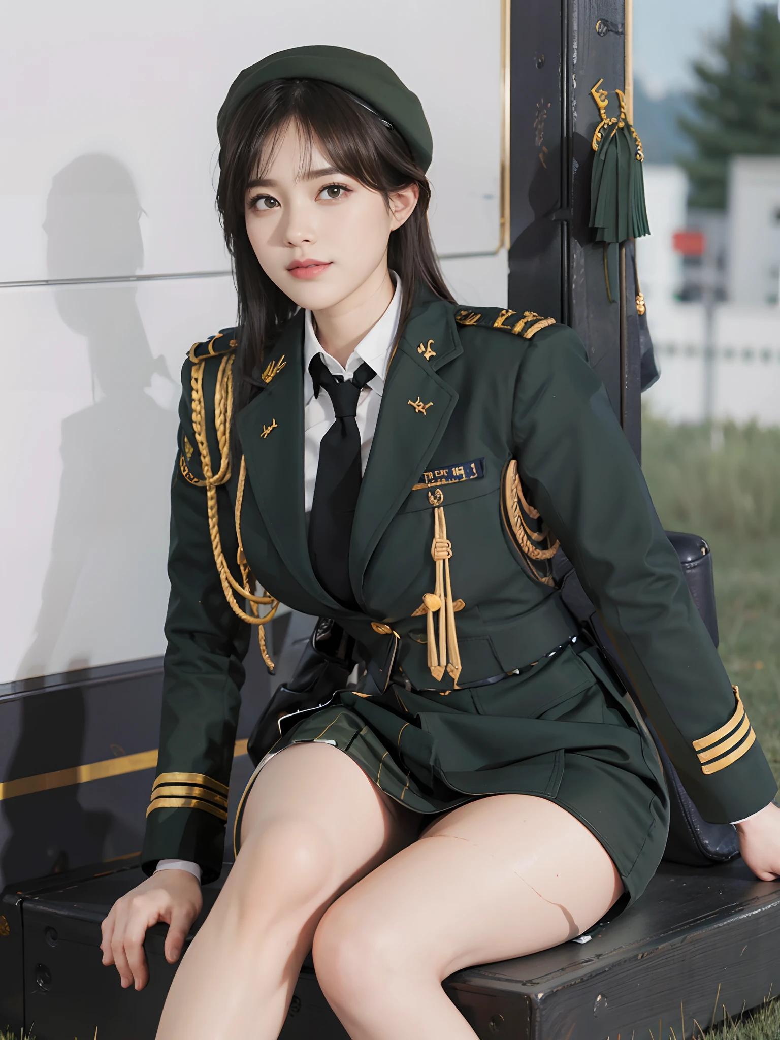 Army green skirt