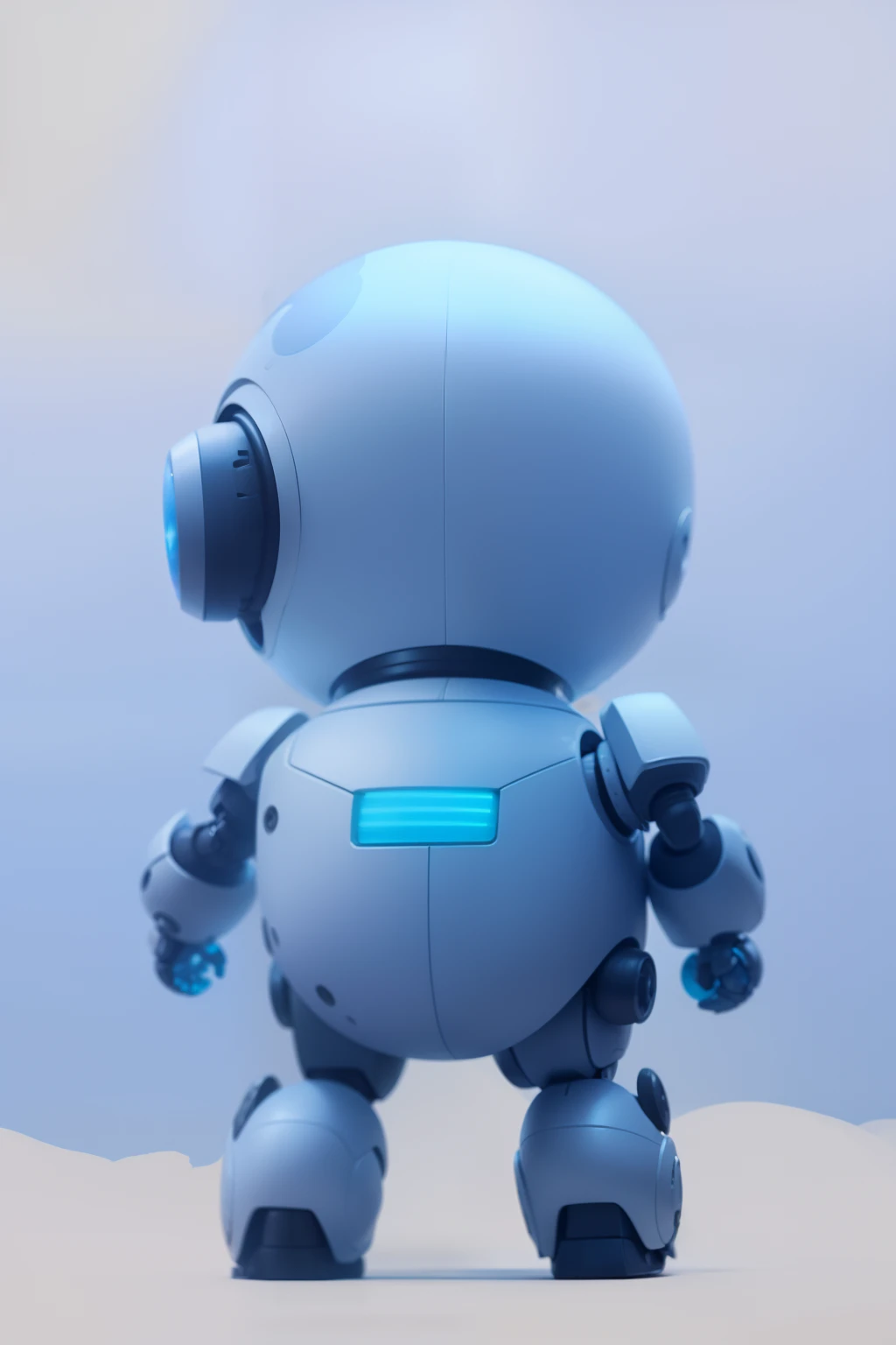 Back view, a cute little robot standing, ??? size, short stature, view from behind