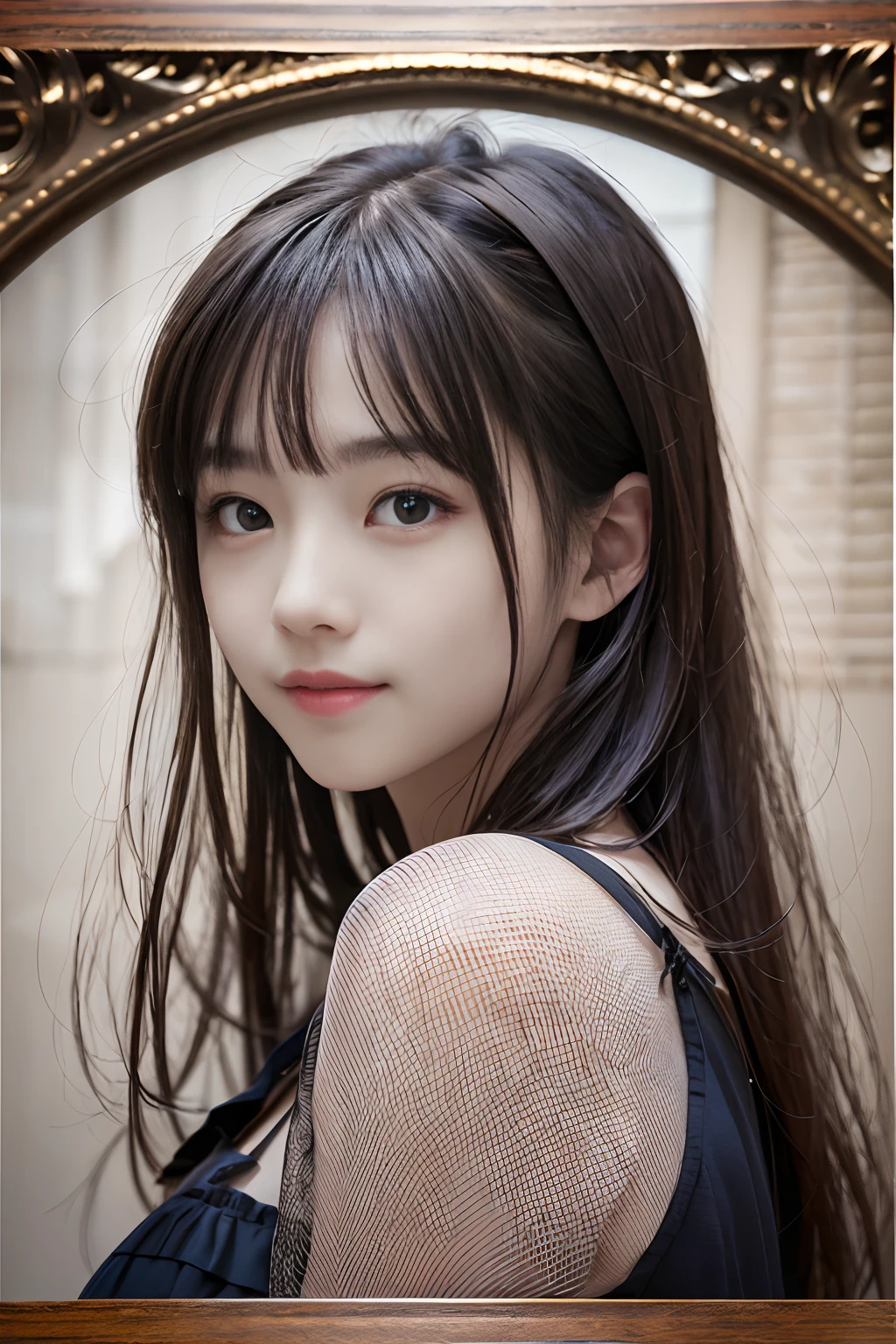 top-quality、masterpiece、超A high resolution、(Photorealsitic:1.4)、1girl in、shoulder、enticing、looking in camera、smil