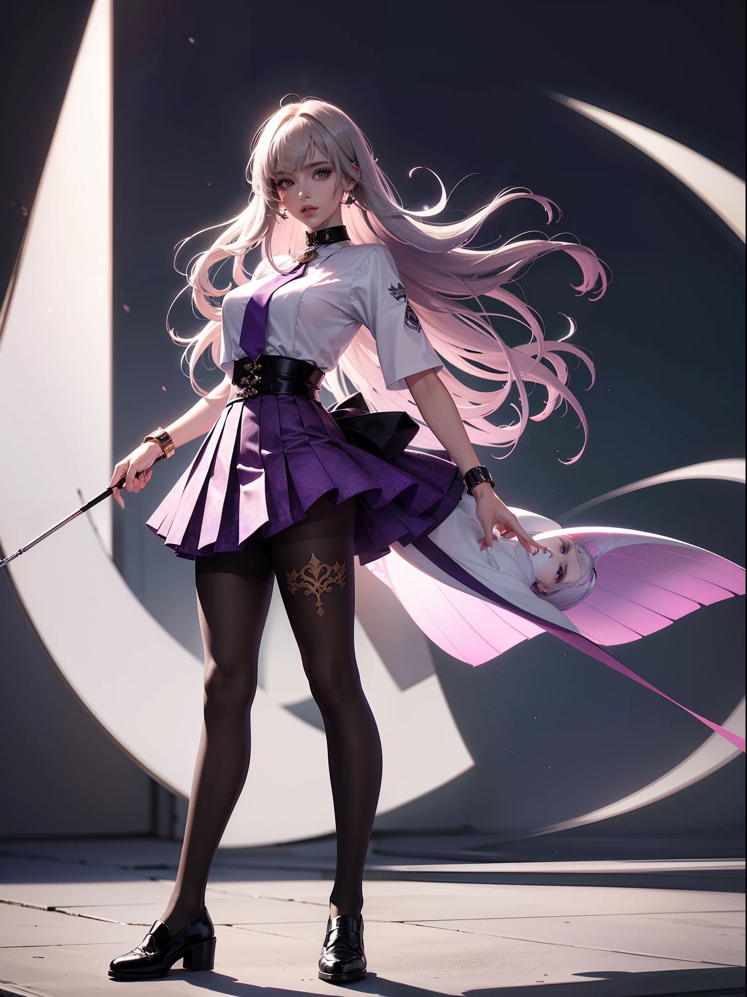 (full body:1.5),(1girl:1.3),(looking at viewer:1.4),(anatomy correct:1.3),(In the paradise of the day:1.3),(Wearing Very thick Printed Pantyhose and Magical Girl StyleJK Student Dress Printed Pleated Skirt and JK uniform leather shoes,and a large amount of jewellery :1.3), (A high jump posture:1.3),(In pink|amarelo|blue colors|green color|red colour|white colors|black in color|purpleish color|greys|Beige|Flesh color 1.4),,(Accurate and perfect face:1.4),(Clothing Gloss:1.25),(Skin reflection:1.25),hyper HD, Ray traching, reflective light,structurally correct, Award-Awarded, high detal, lightand shade contrast, Face lighting,cinmatic lighting, tmasterpiece, super detailing, high high quality, high detal, best qualityer, 16k,high contrast,