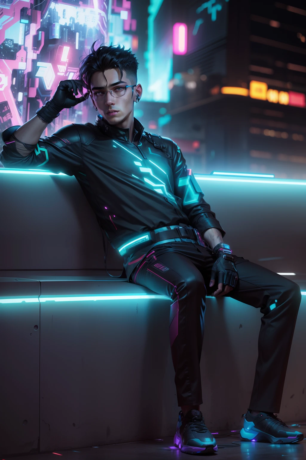 Change background cyberpunk.handsome boy,realistic face, 8k, ultra realistic,