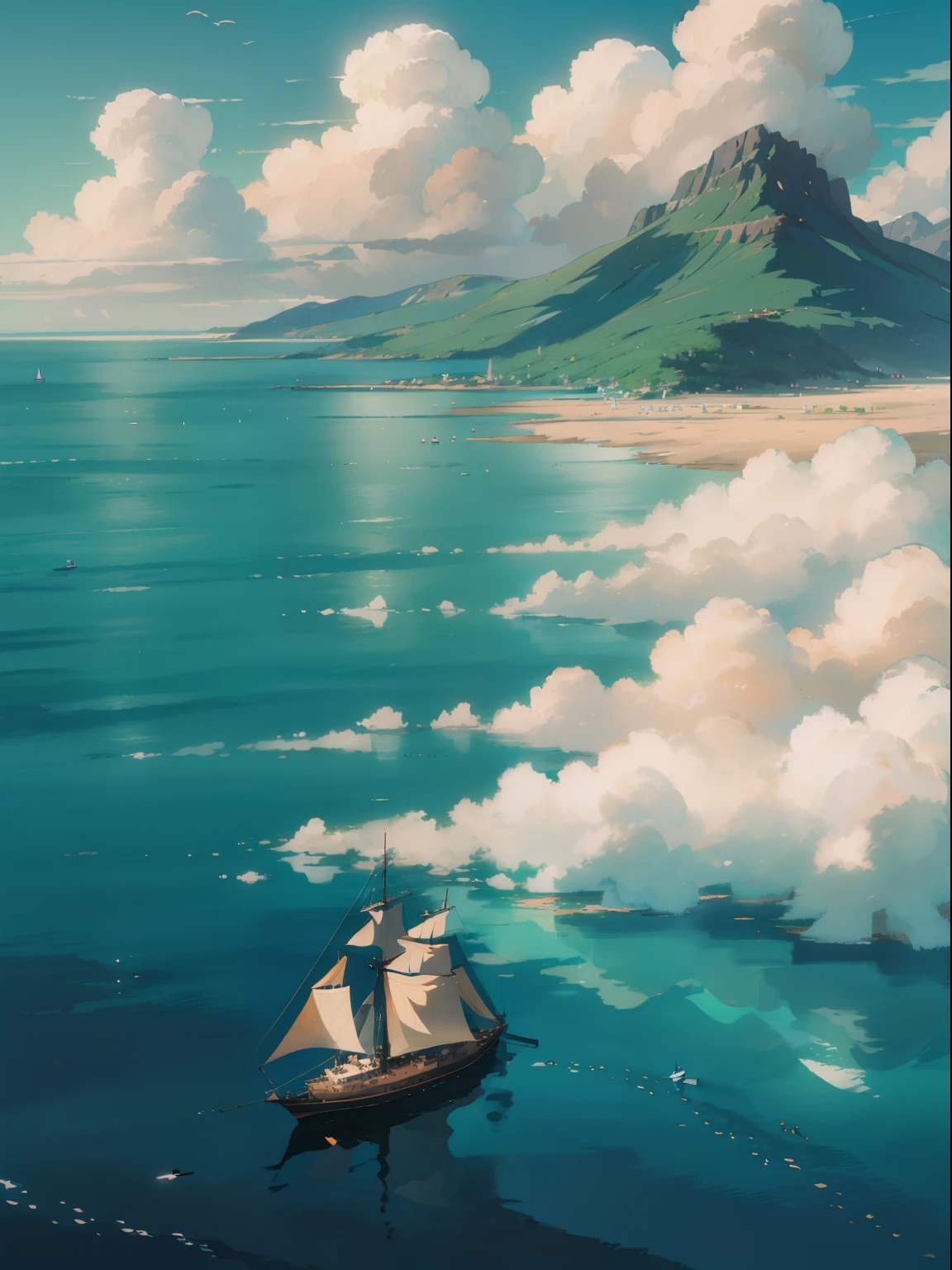 There are yachts sailing on the open sea on a clear day, Photo in the middle of the sea, Ships at sea, on the sea, Vast sea, In the middle of the sea, in the middle of the ocean!!!!!, Photo Shot, Distant seas, at sea, ocean in background, ocean, Ghost giant on the horizon, wide wide shot