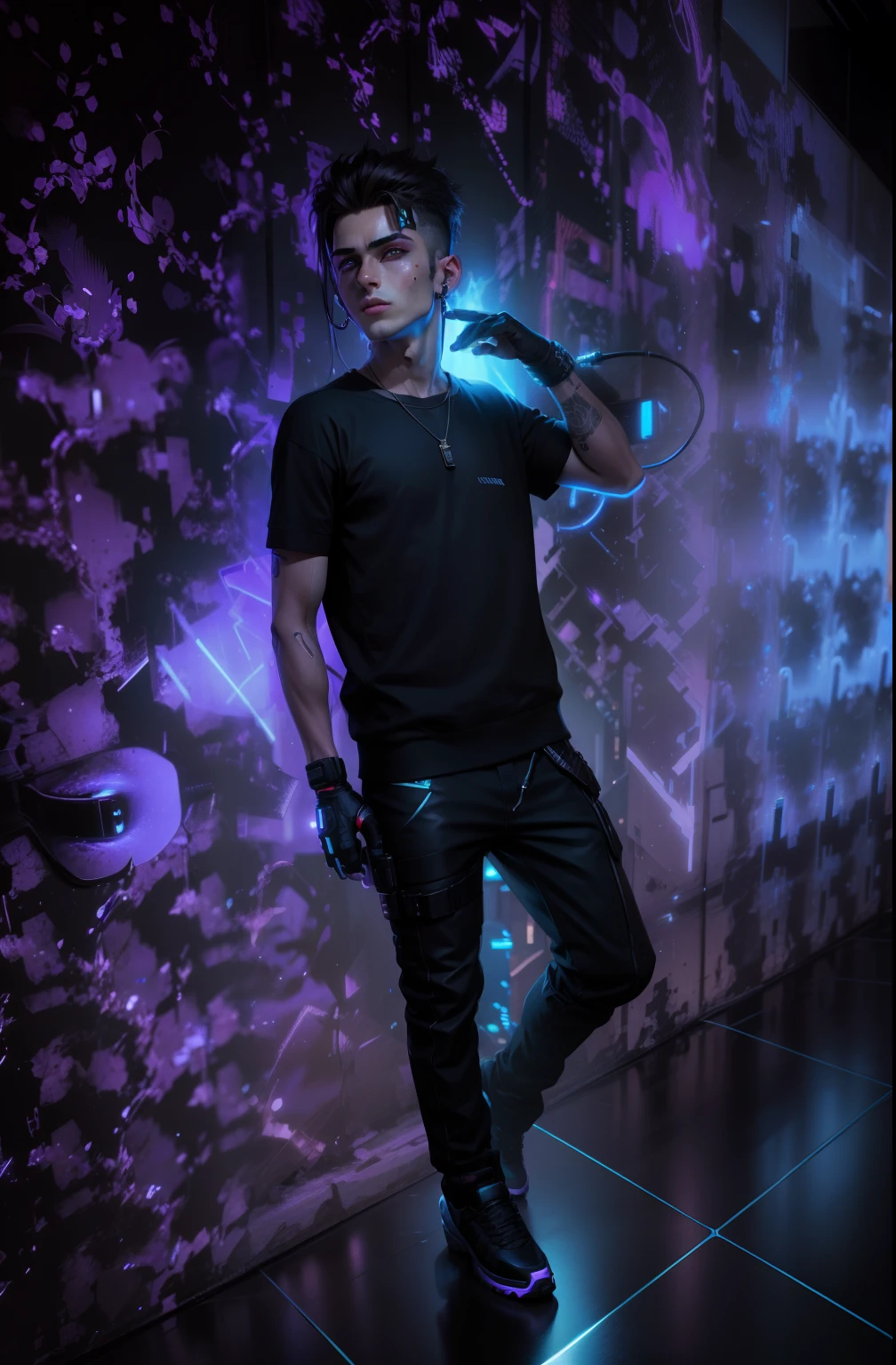 Change background cyberpunk handsome boy, realistic face, 8K, ultra realistic