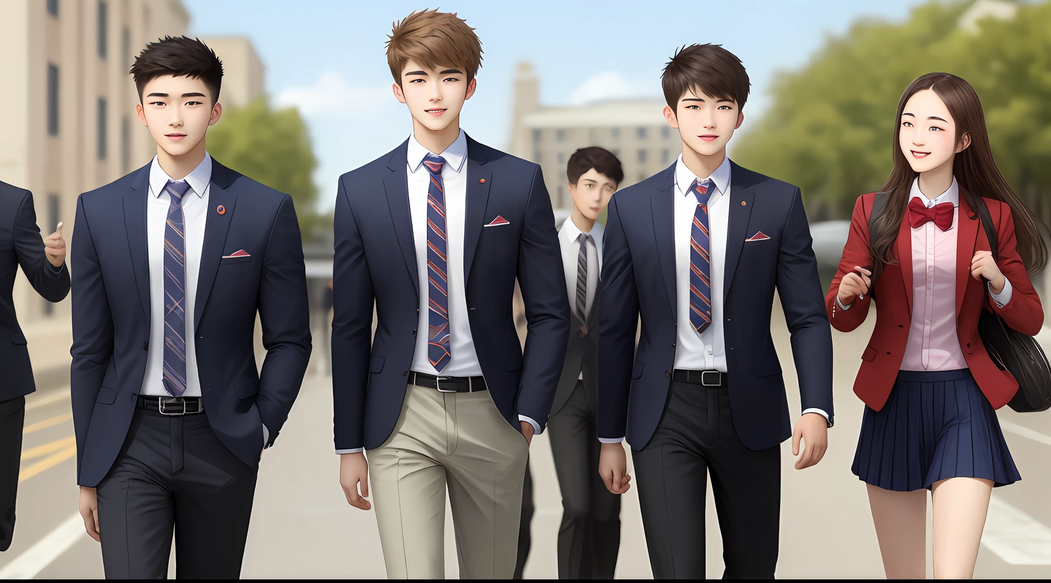 Male high school students，Handsome，National style，Pure