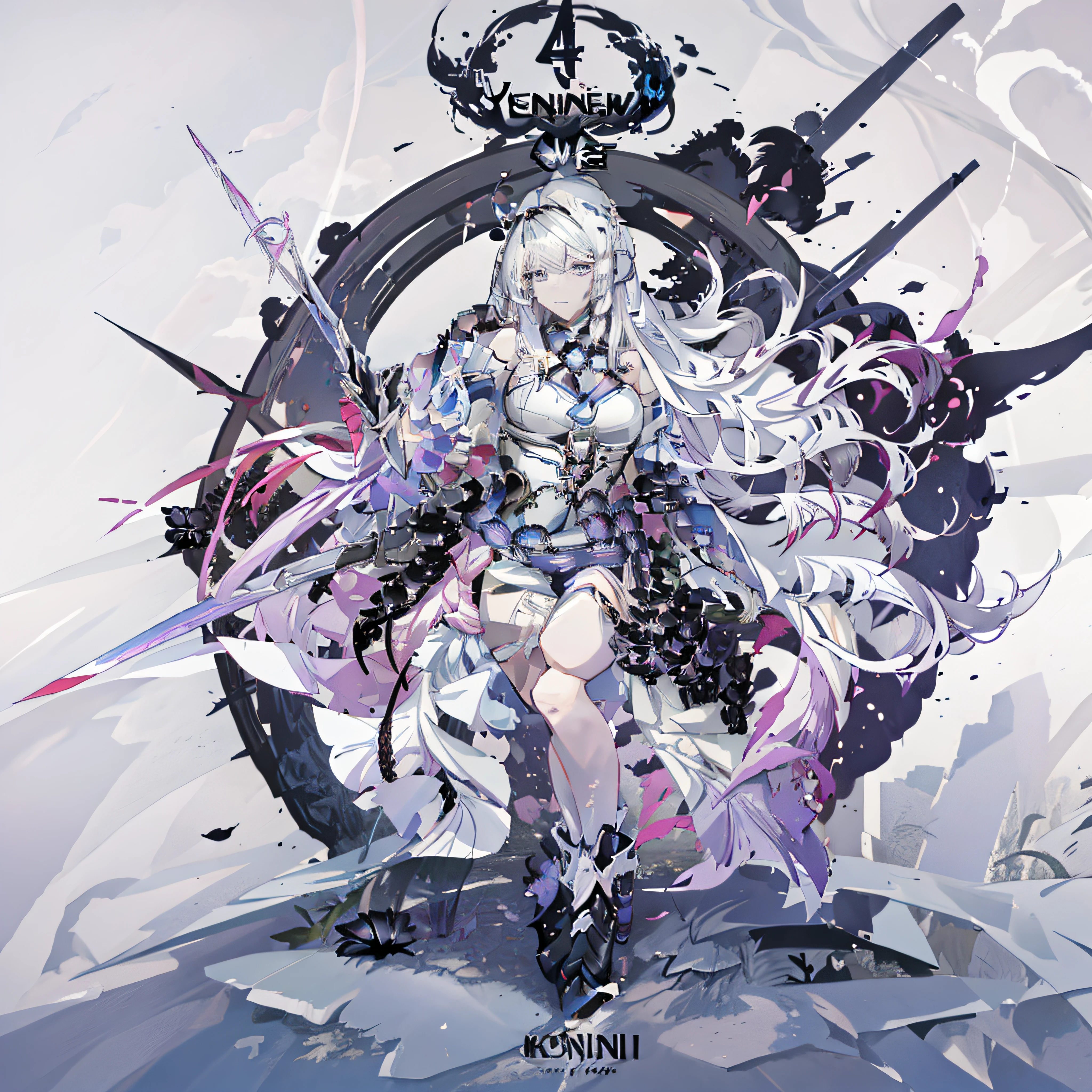 Anime girl with long white hair and black boots holding a sword, Kushatt Krenz Key Art Women, From Arknights, Detailed key anime art, high detailed official artwork, anime key visual concept art of, Ayaka Genshin impact, A scene from the《azur lane》videogame, official character art, Key anime art, Best anime 4k konachan wallpaper