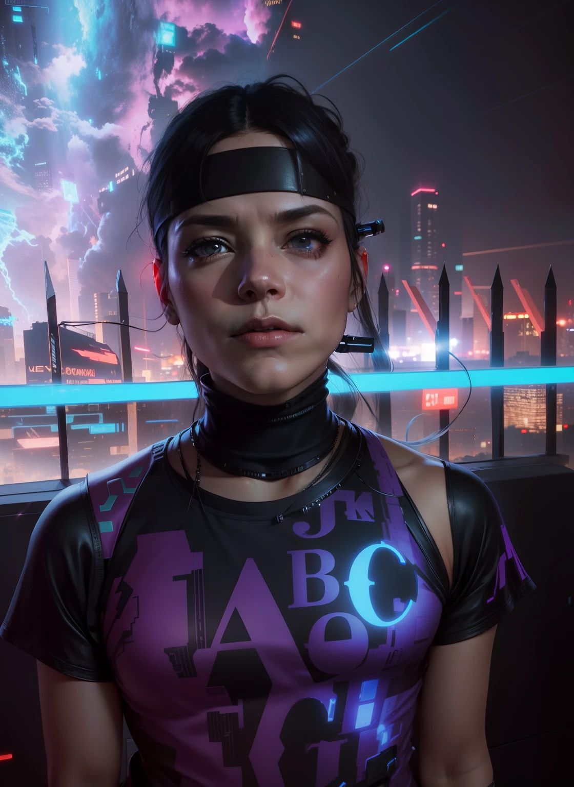Change background to cyberpunk 8k realistic face change dress to cyberpunk
