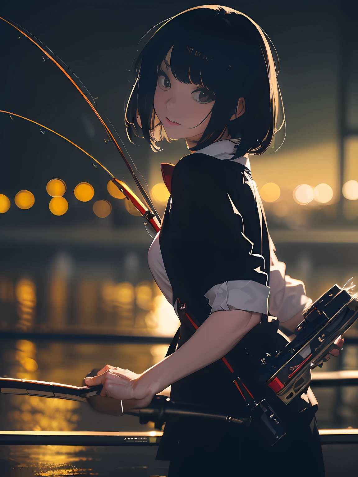Left hand holding fishing rod