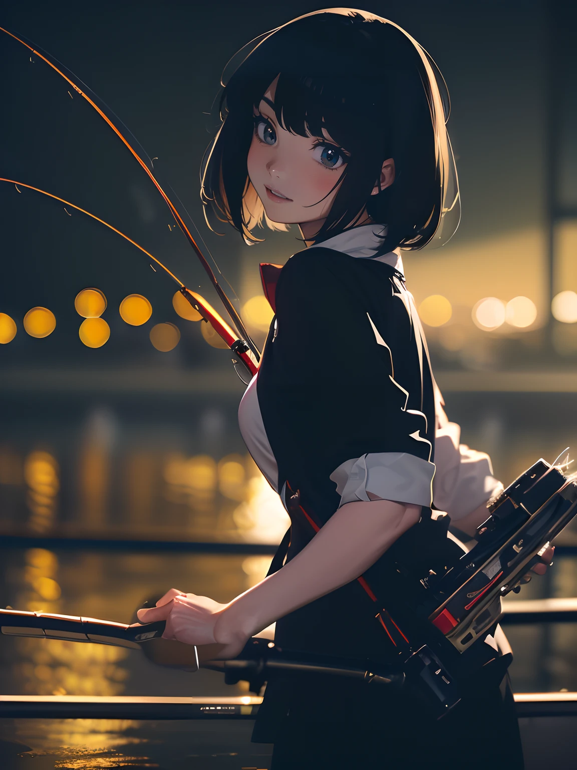 Left hand holding fishing rod