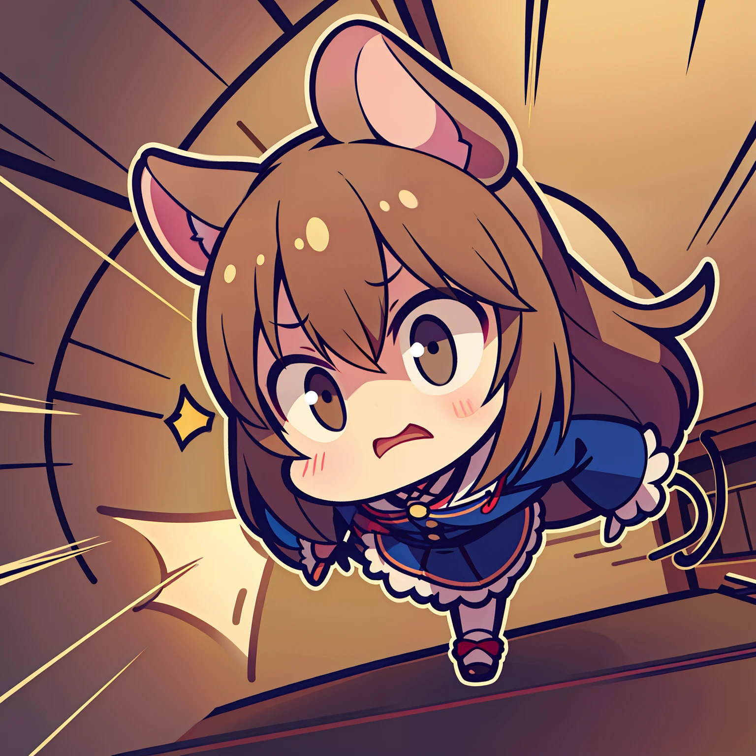 Lady Mouse,Showing a scared expression,Being chased and beaten