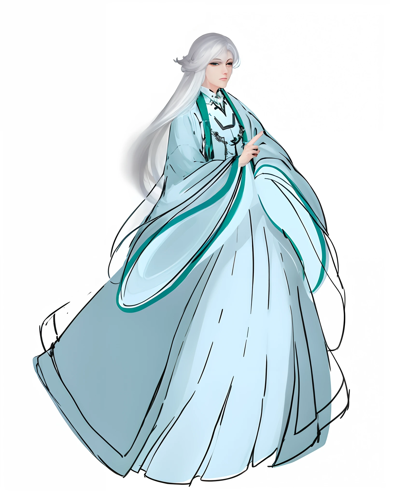 a close up of a person with white hair and a sword, white haired deity, with white long hair, with long white hair, artwork in the style of guweiz, white haired, guweiz, handsome guy in demon slayer art, beautiful character painting, by Yang J, white-haired, guweiz on pixiv artstation, anime character