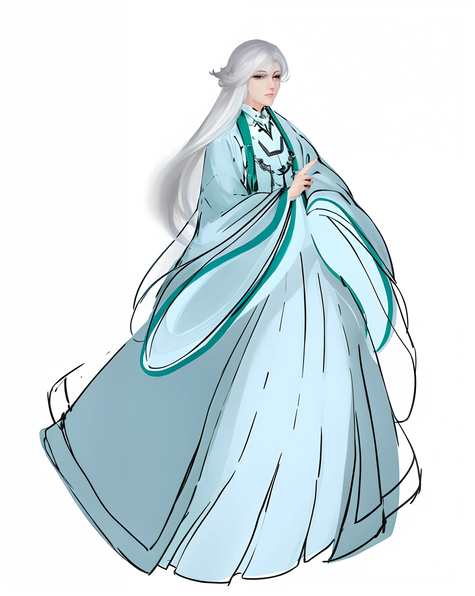 a close up of a person with white hair and a sword, white haired deity, with white long hair, with long white hair, artwork in the style of guweiz, white haired, guweiz, handsome guy in demon slayer art, beautiful character painting, by Yang J, white-haired, guweiz on pixiv artstation, anime character