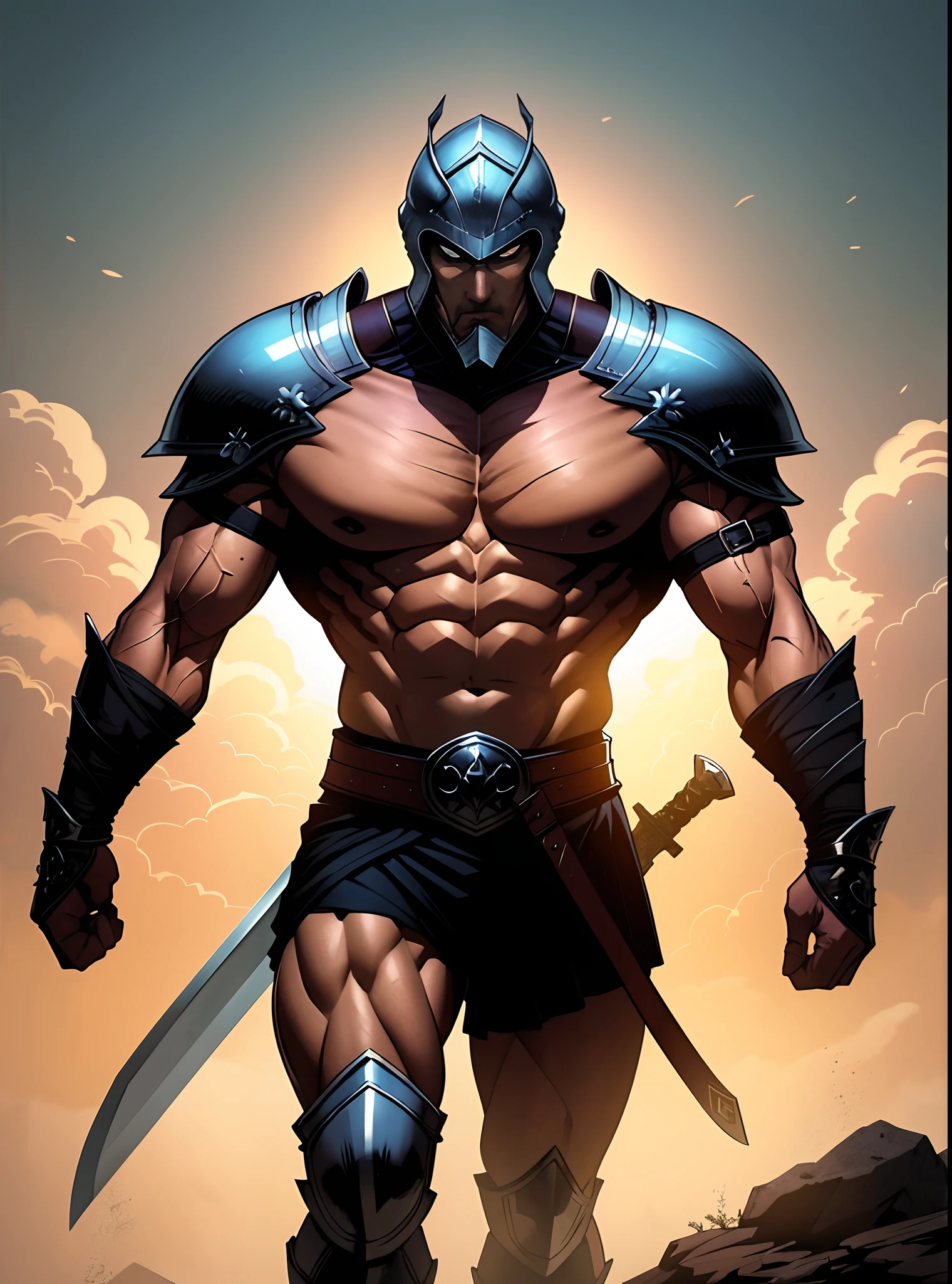 Old Rus' Warrior, giant sword, Old Russian knight's helmet, muscular body, detailed, detailed body, dynamic pose, muscular body, dynamic pose